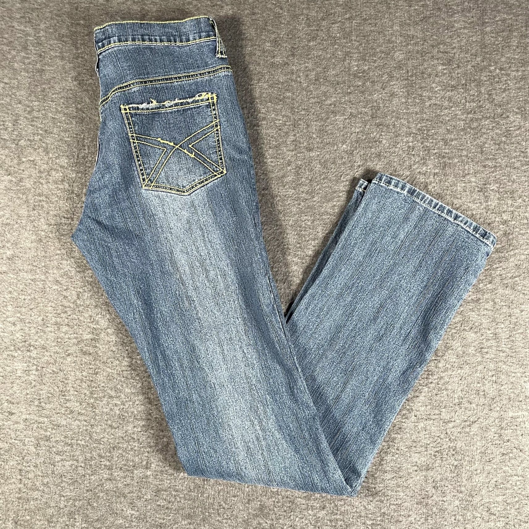 Vintage Lazer Jeans Jeans Womens 9 Blue Straight Low Rise Embroidered Pockets Stretch Size 30" / US 8 / IT 44 - 2 Thumbnail