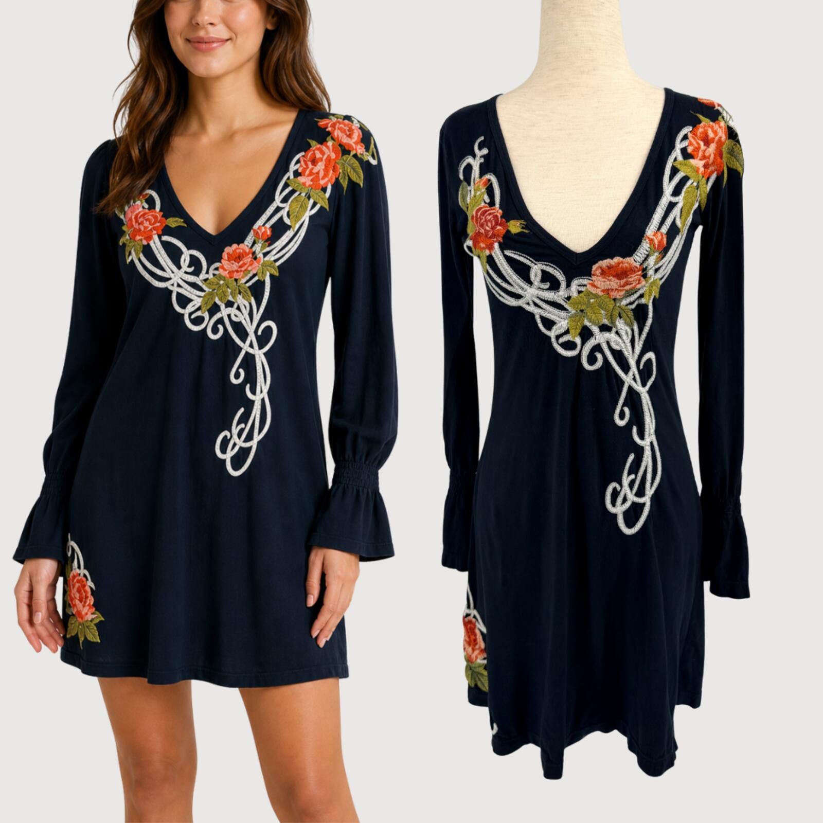 Other Johnny Was JWLA Bohemian Embroidered Mini Dress Black XS Size XS / US 0-2 / IT 36-38 - 1 Thumbnail