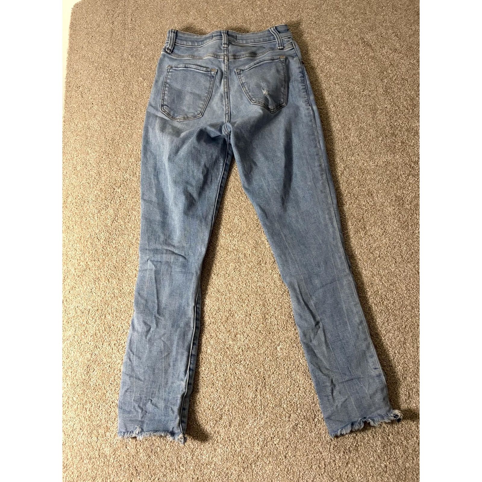 Abercrombie & Fitch Abercrombie & Fitch Skinny Jeans Womens 25 High Rise Distressed 5-Pocket Denim Frayed Ankles 25x25.5 Blue Size 42" / US 20 - 7 Thumbnail