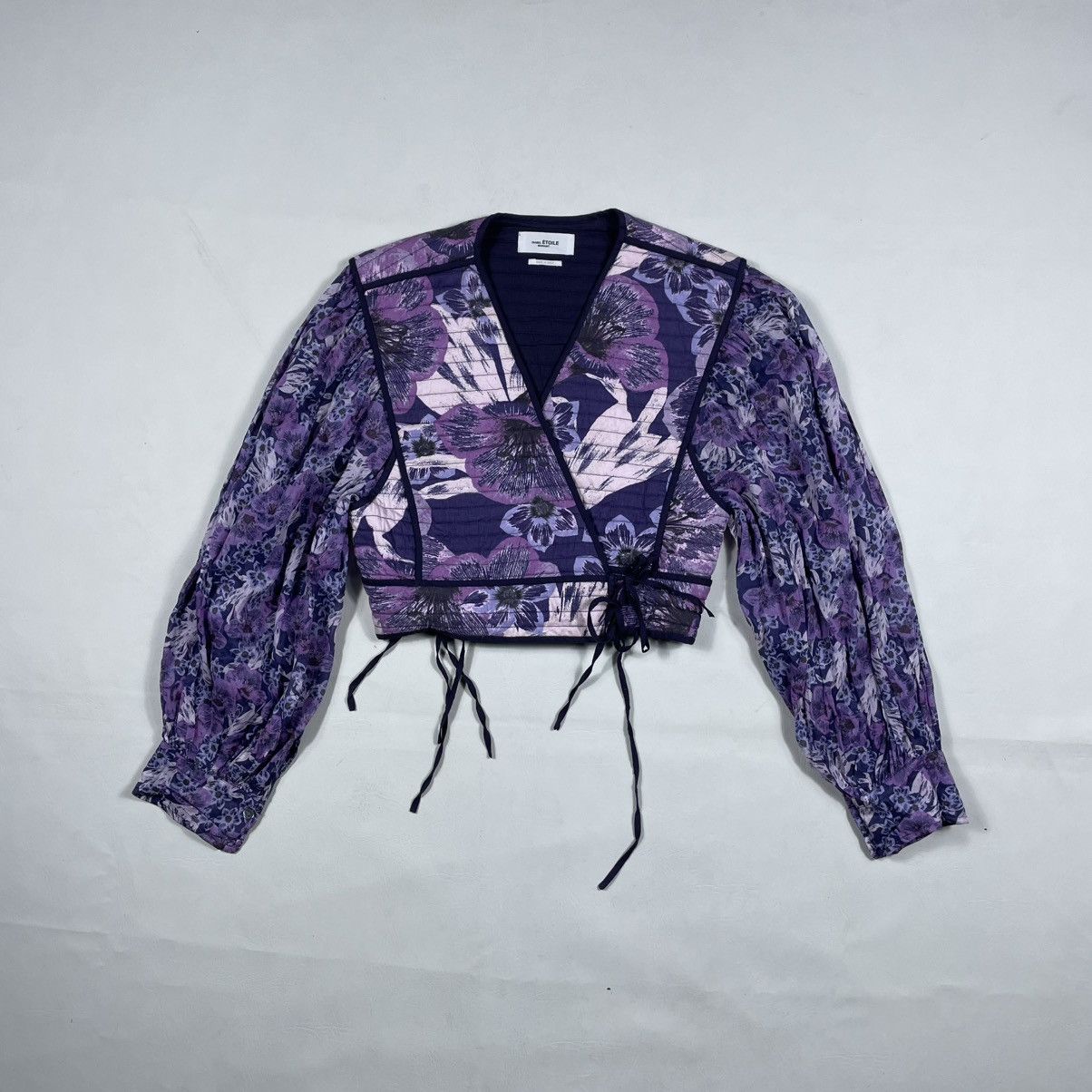 Isabel Marant Etoile ISABEL ÉTOILE MARANT PURPLE HALITA FLORAL CROPPED BLOUSE Size XS / US 0-2 / IT 36-38 - 1 Thumbnail