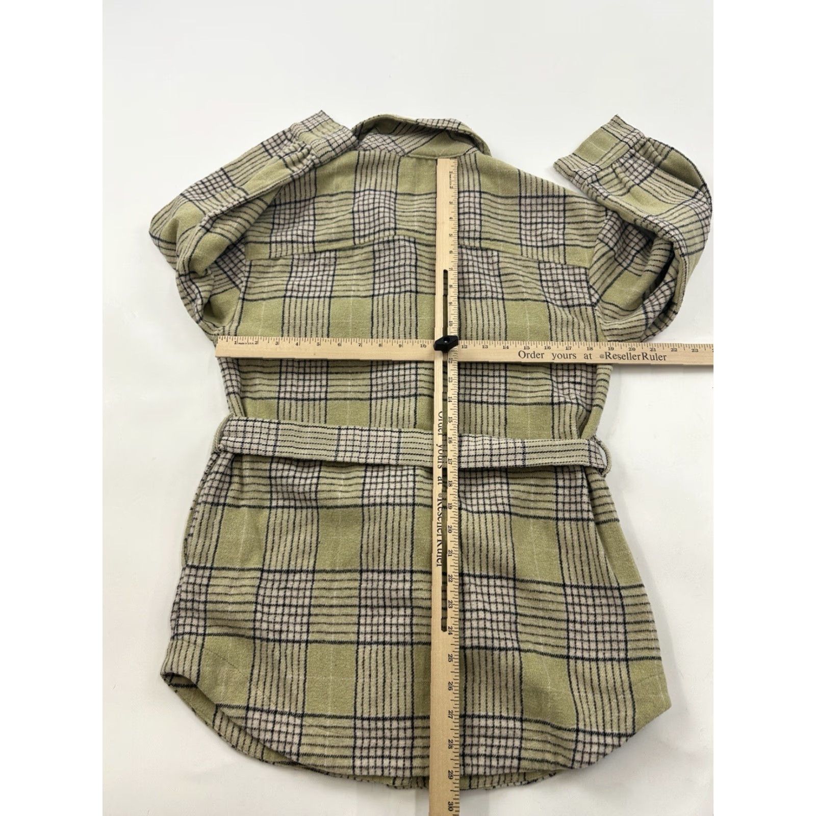 Vintage Line and Dot Jacket Womens Medium Plaid Belted Shacket Beige M Size M / US 6-8 / IT 42-44 - 4 Thumbnail