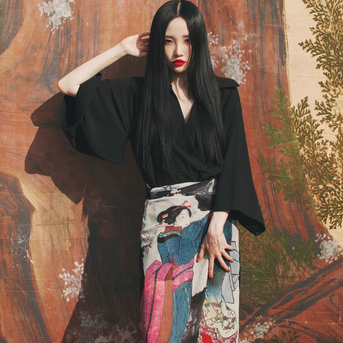Other Runway Geisha Print Drape Dress – Artwear Statement Piece Size M / US 6-8 / IT 42-44 - 3 Thumbnail