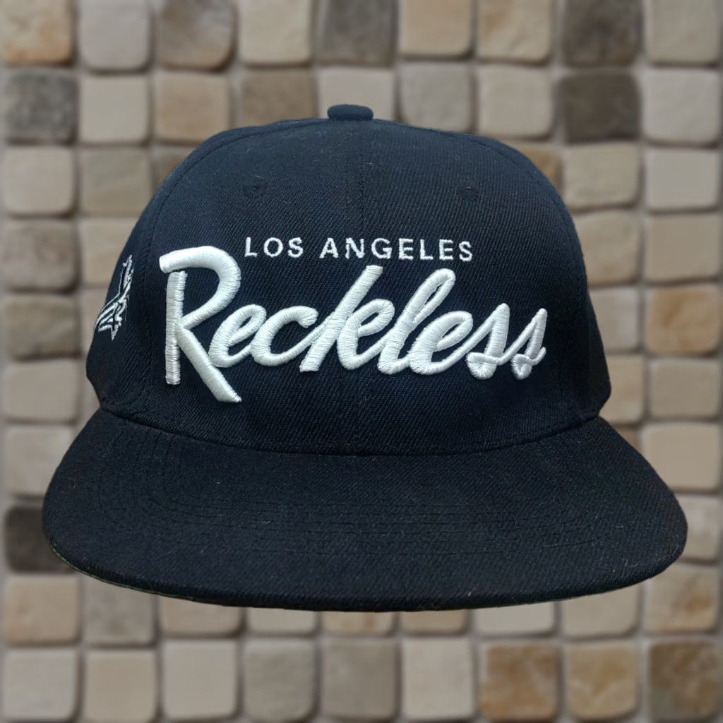 Vintage Young & Reckless Los Angeles Reckless Snapback Cap All Black Wool Adjustable Mens One Size Black Twill Hat 90s Hip Hop Outdoor Size ONE SIZE - 1 Thumbnail