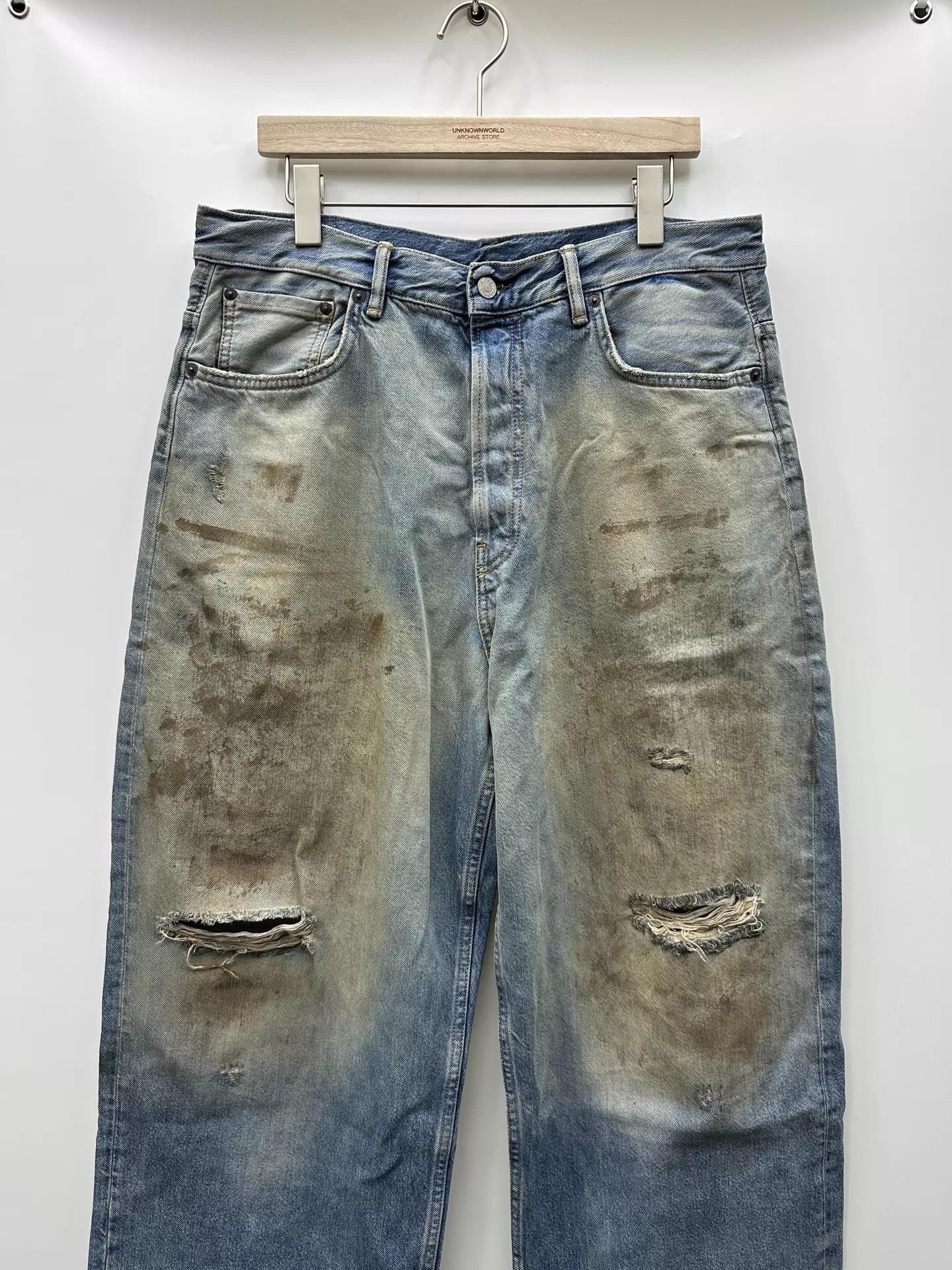 Acne Studios Acne Studios Mud-Dyed Distressed Wide-Leg Jeans 34 Size US 34 / EU 50 - 2 Thumbnail