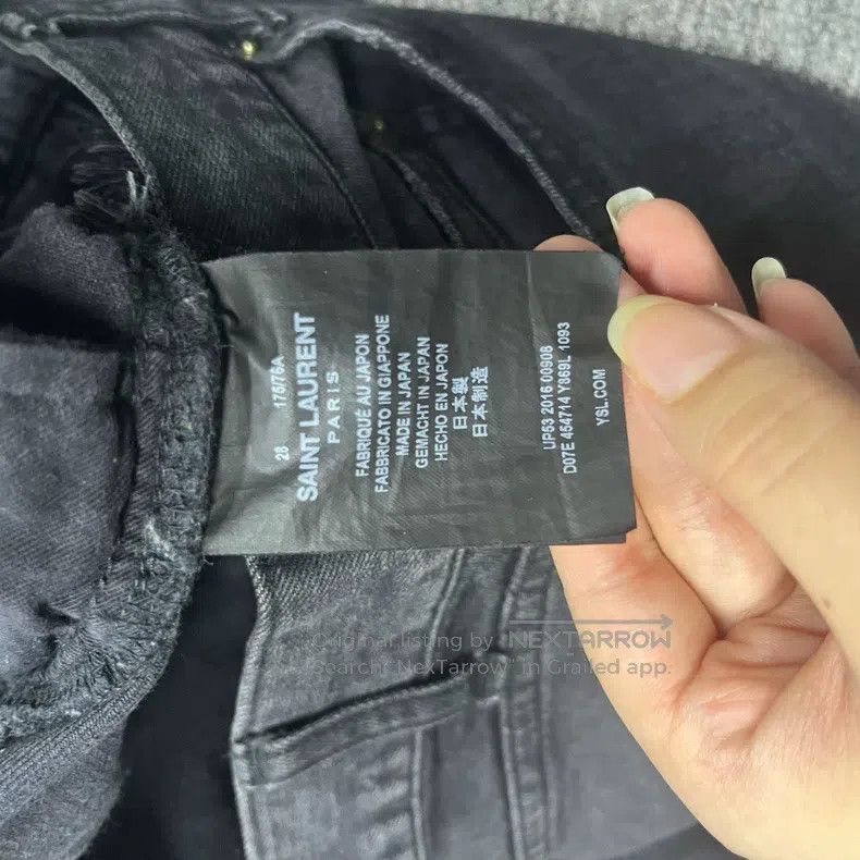 Saint Laurent Paris Saint Laurent Paris Black Washed Destroyed Mid Rise Denim Size US 28 / EU 44 - 5 Thumbnail