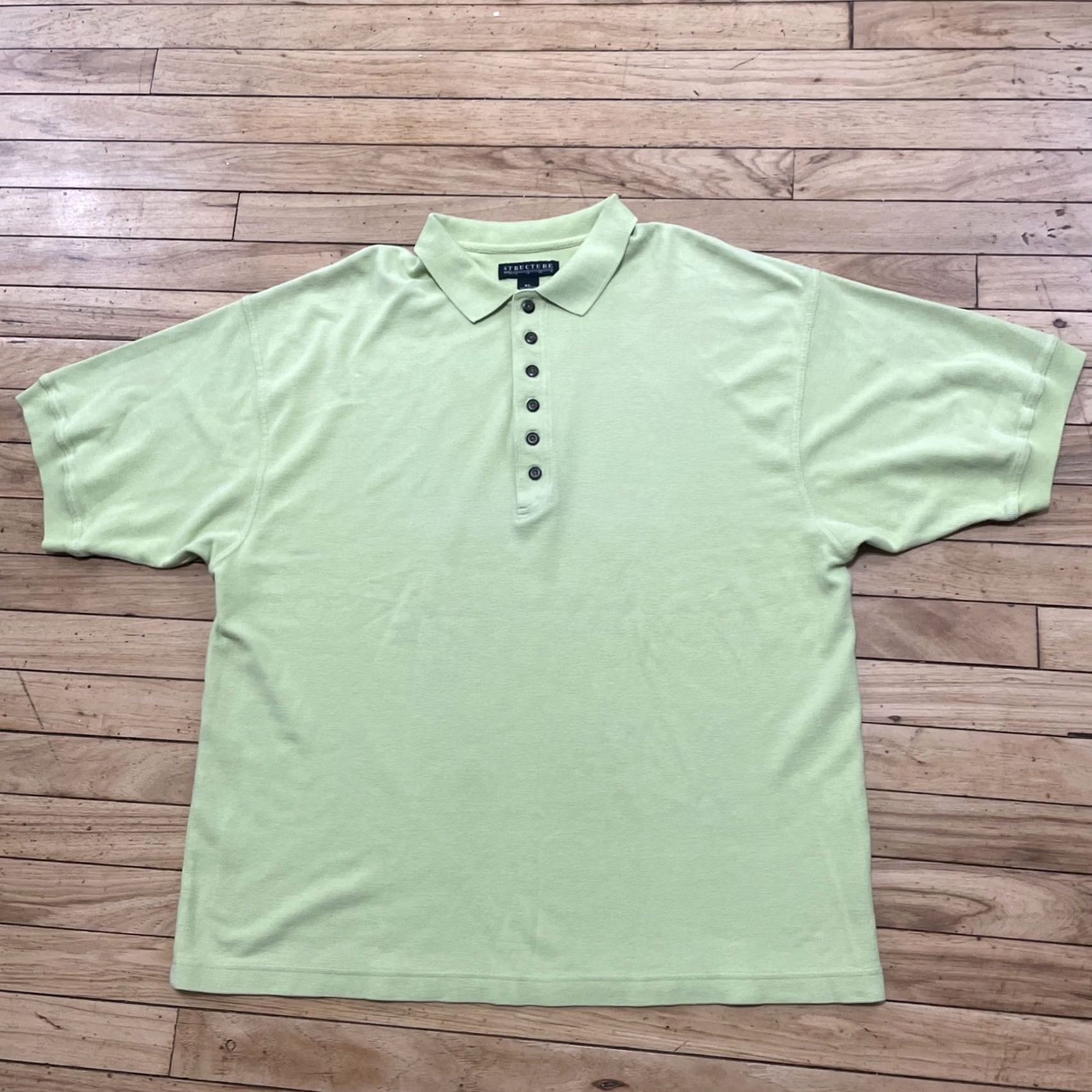 Vintage VINTAGE Structure Polo Shirt Men XL Green 90s Casual Golf Business 6 Buttons Size US XL / EU 56 / 4 - 3 Thumbnail