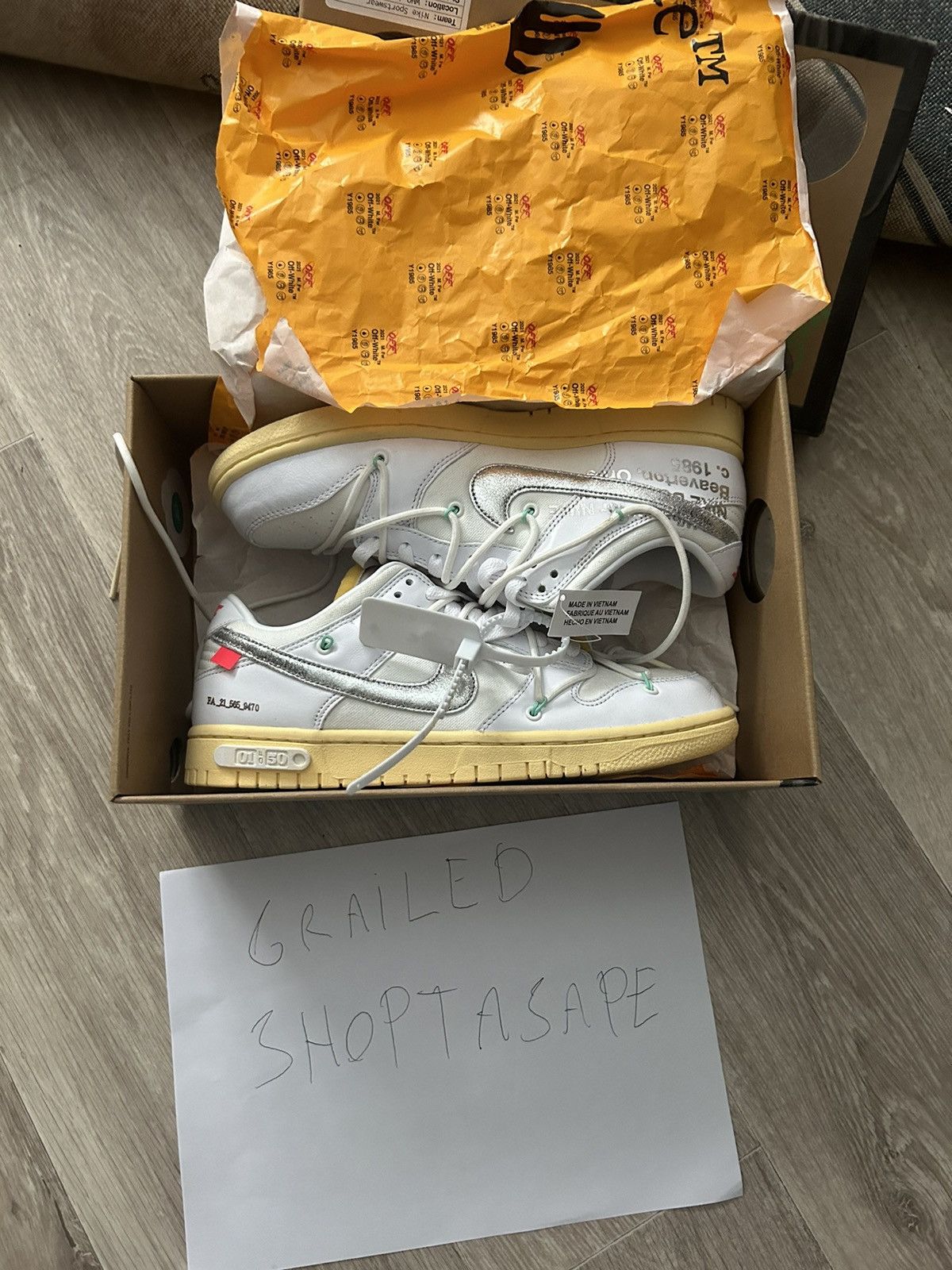 Nike × Off-White Nike Dunk x Off-White Lot 01/50 Size US 9 / EU 42 - 12 Thumbnail