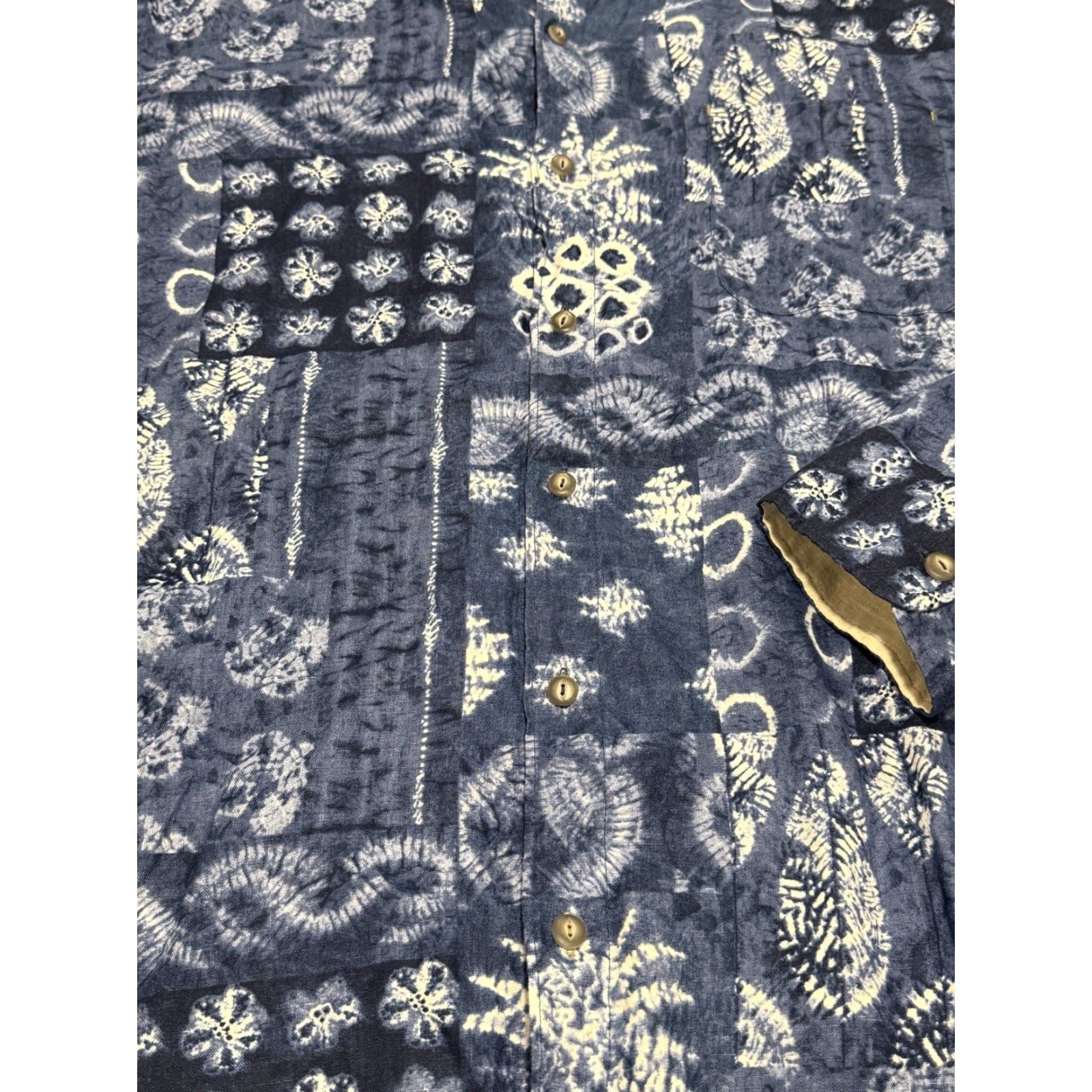 Tommy Bahama Tommy Bahama Shirt Men XXL Blue Pina Shibori Hawaiian Floral Long Sleeve Linen Button-Up Size US XXL / EU 58 / 5 - 6 Thumbnail