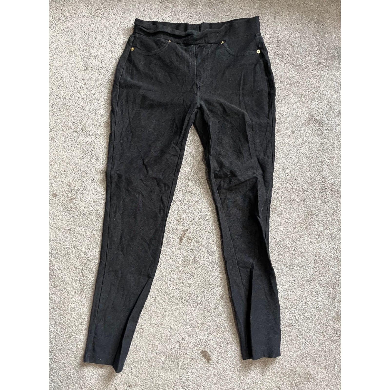 Michael Kors MICHAEL KORS Black Pull-On Skinny Leggings Pants Women's Size M Regular Slim Fit 26in Inseam Front Flat Long Material: Viscose/Nylon/Elastane Size 32" / US 10 / IT 46 - 2 Thumbnail