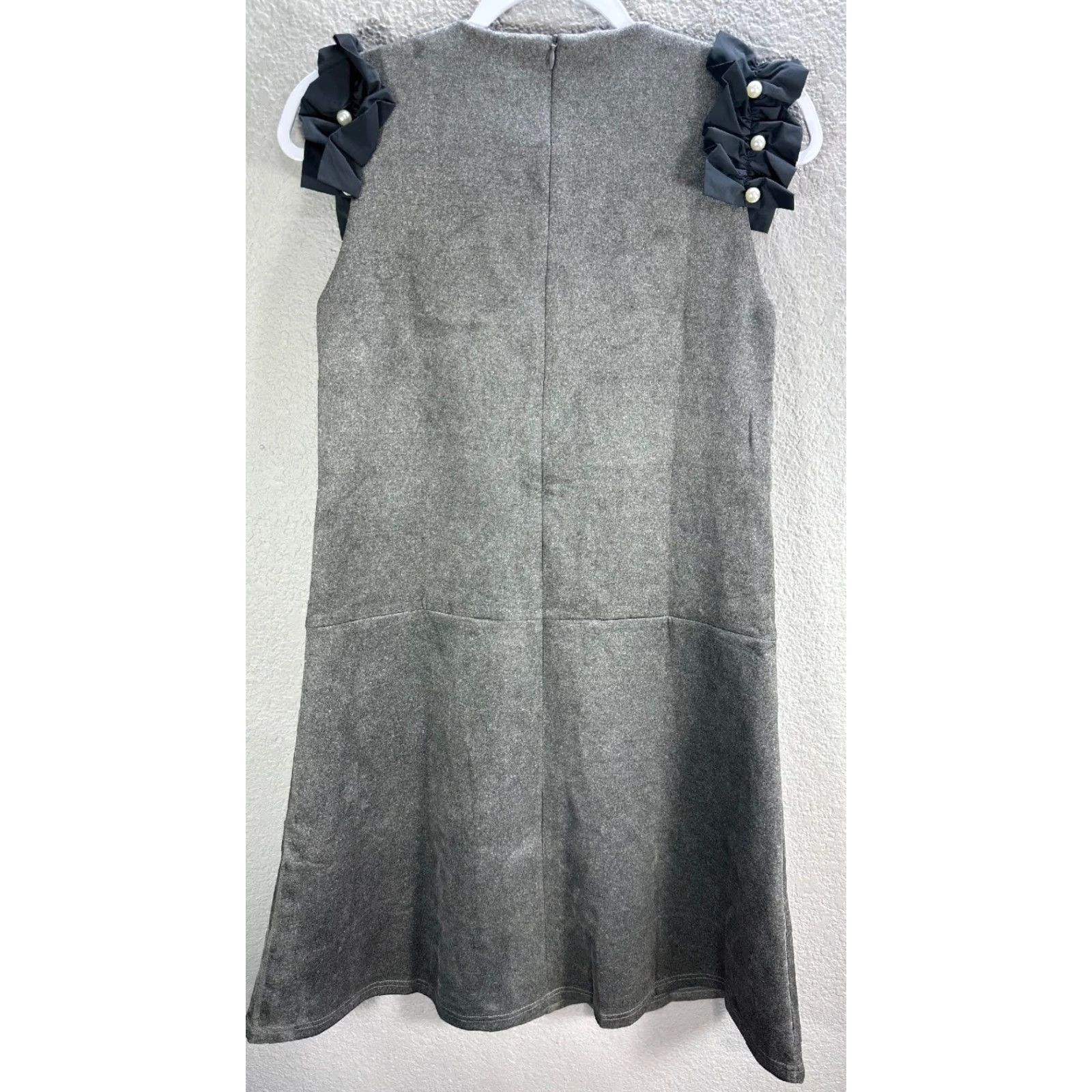 Vintage Women's Chemise Gray Faux Suede Dress Mini Ruffle Sleeveless Sz 16 NWT Size XXL / US 16-18 / IT 52-54 - 5 Thumbnail