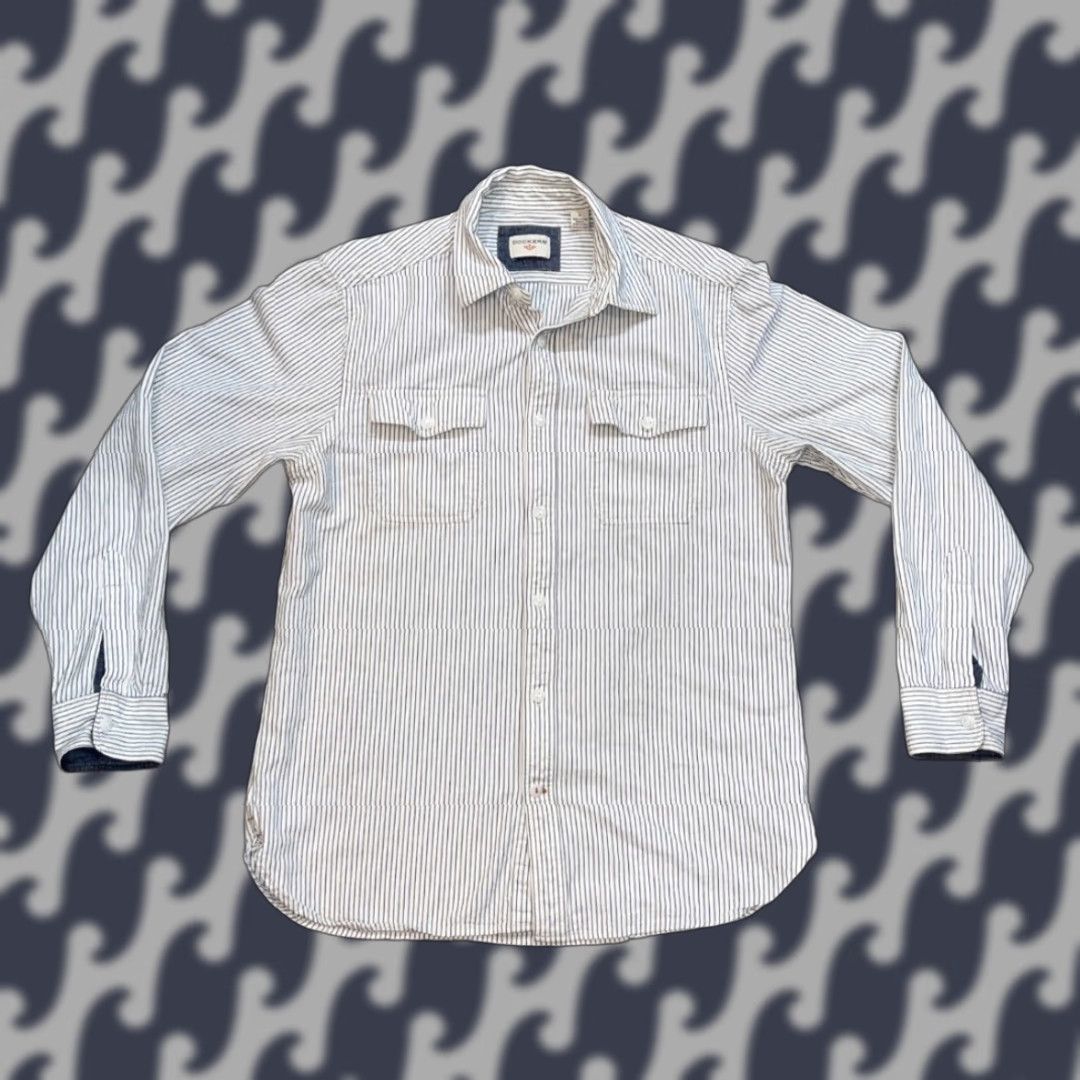 Dockers DOCKERS Shirt Men M Blue White Pinstripe Long Sleeve Button-Up Casual Dress All Seasons Size US M / EU 48-50 / 2 - 1 Thumbnail