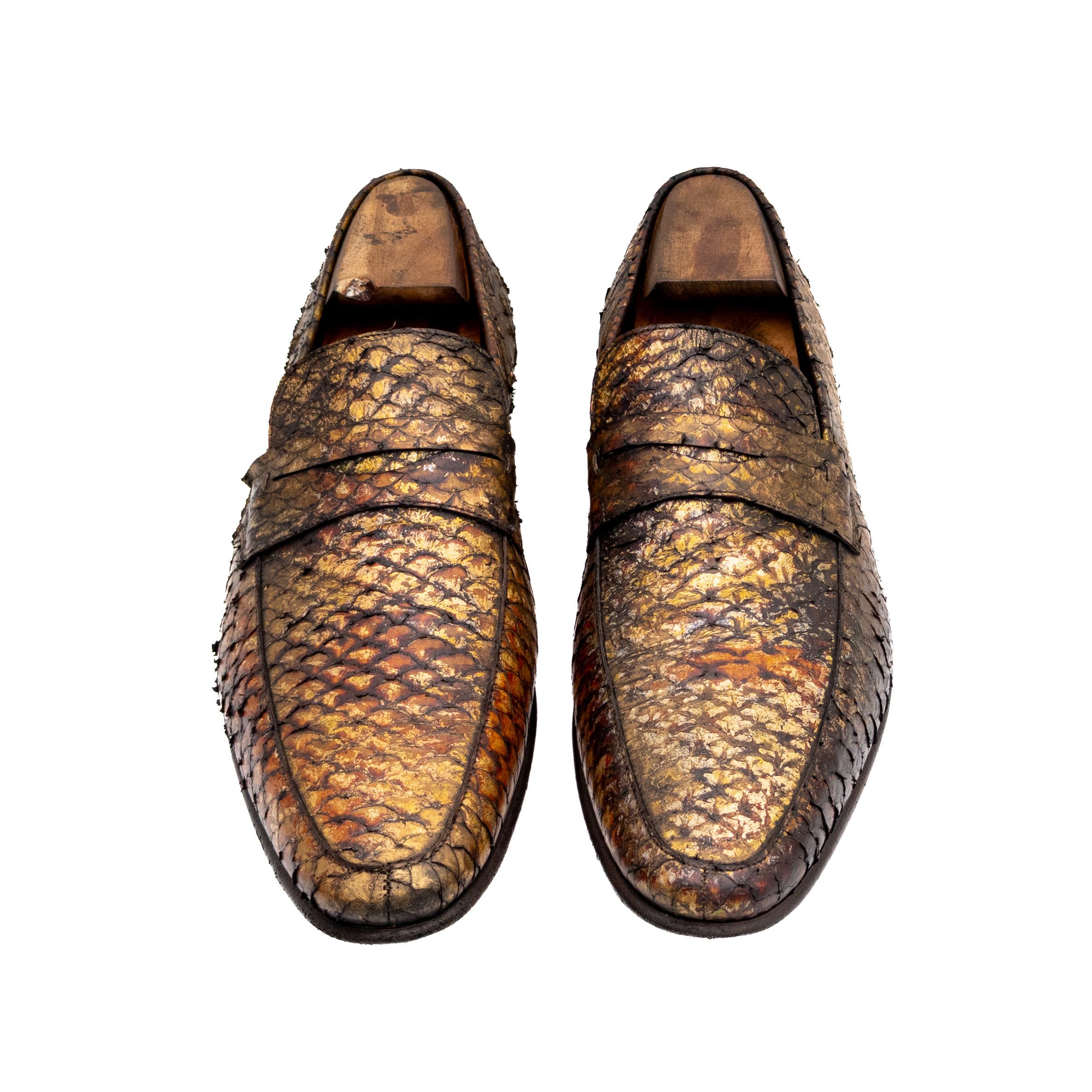 Salvatore Ferragamo Salvatore Ferragamo Python Snakeskin Loafers Gold US 12 Size US 12 / EU 45 - 5 Thumbnail