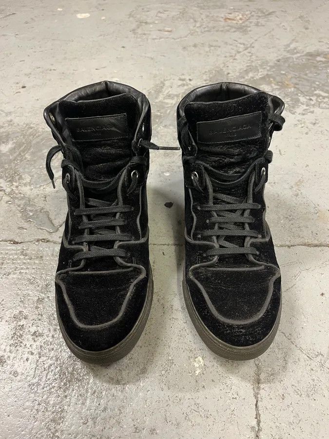 Balenciaga × Designer × Vintage Balenciaga City Black Suede Leather High Sneakers Size US 5 / EU 37 - 2 Thumbnail