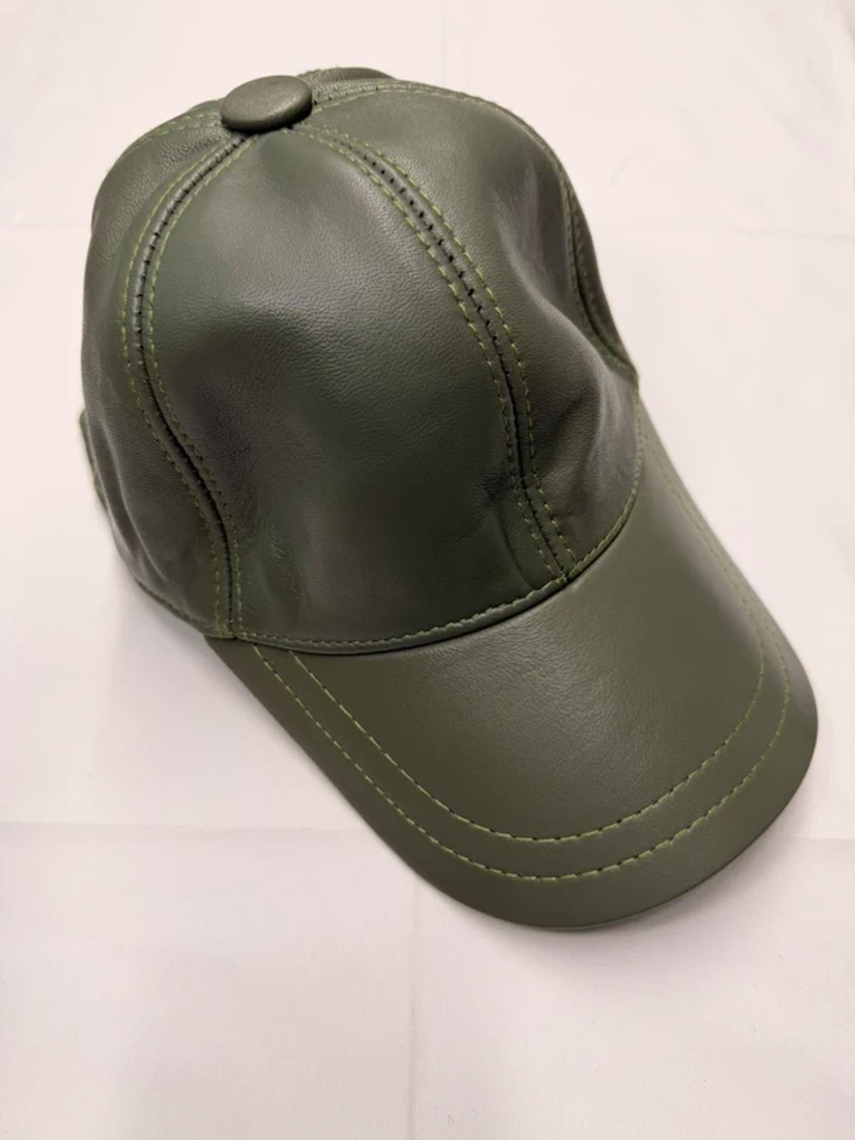 Other NEW Green Leather Baseball Cap - Premium Hat #028 Size ONE SIZE - 3 Thumbnail