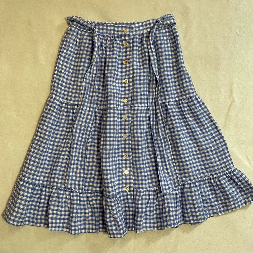 Polo Ralph Lauren NWT New $198 Polo Ralph Lauren Gingham Linen Tiered Midi Bl Size 30" / US 8 / IT 44 - 5 Thumbnail