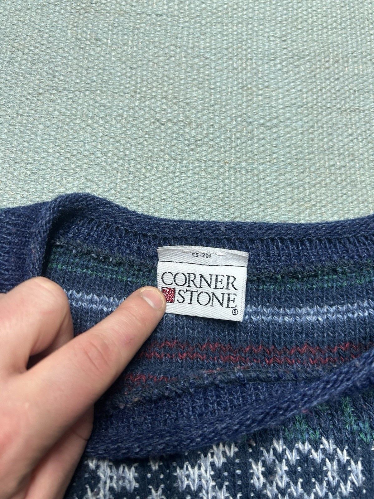 Vintage cornerstone acrylic knit sweater Icelandic Nordic large tall Size US L / EU 52-54 / 3 - 3 Thumbnail