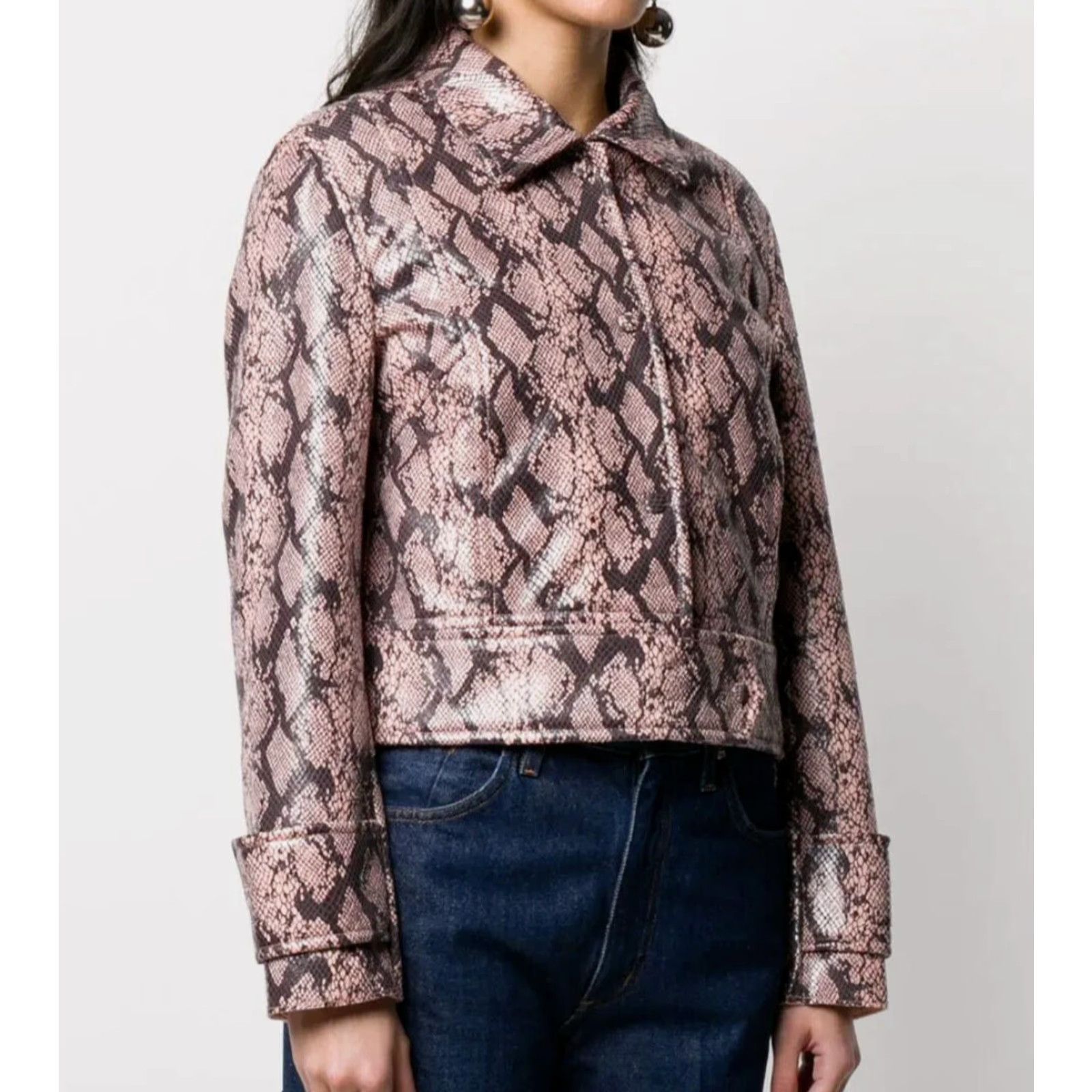 STAND STUDIO Stand Studio Erin Jacket XS Peach Snake - NWT - Faux Snake - Women's Biker Jacket, Short Length, Long Sleeve, Collared, Pockets, City Designer Size XS / US 0-2 / IT 36-38 - 3 Thumbnail