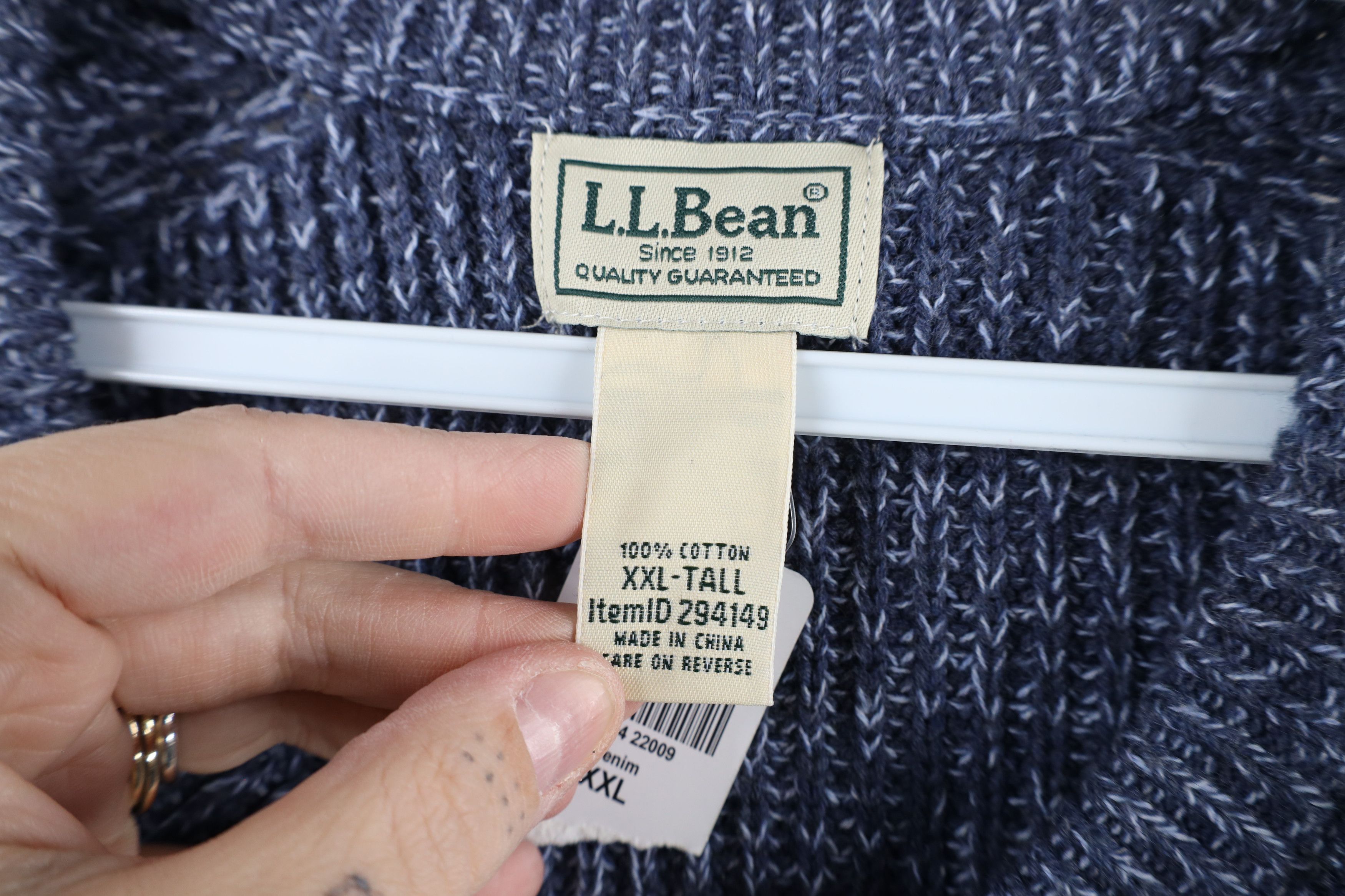 L.L. Bean × Vintage Deadstock Vintage 90s LL Bean Ribbed Knit Sweater Blue Size US XXL / EU 58 / 5 - 6 Thumbnail
