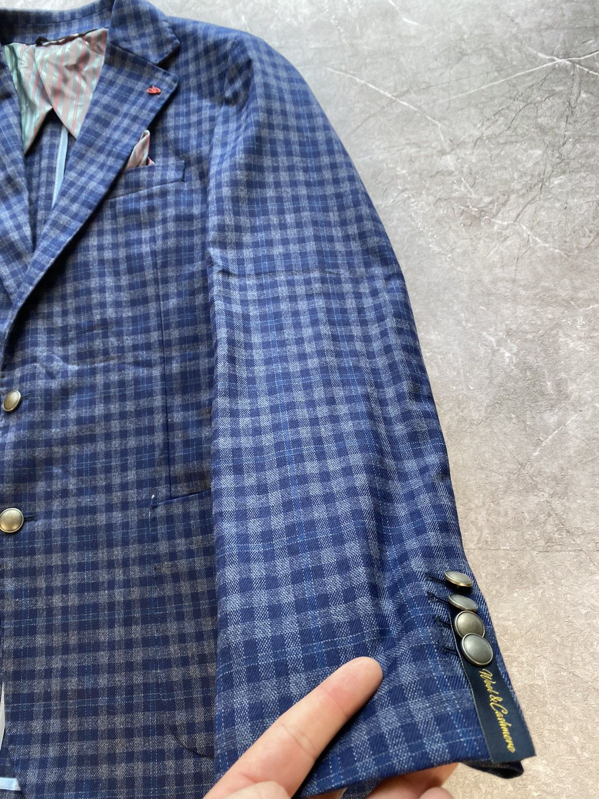 Designer Rare Linea Sartoriale Milano Check Thick Flannel Wool Blazer Size 52R - 5 Thumbnail
