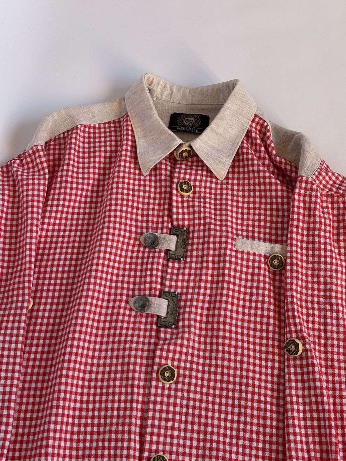 Folk × Vintage Trachten Alpen Shirt Dirndl Austrian Longsleeve Bavarian Size US XL / EU 56 / 4 - 7 Thumbnail