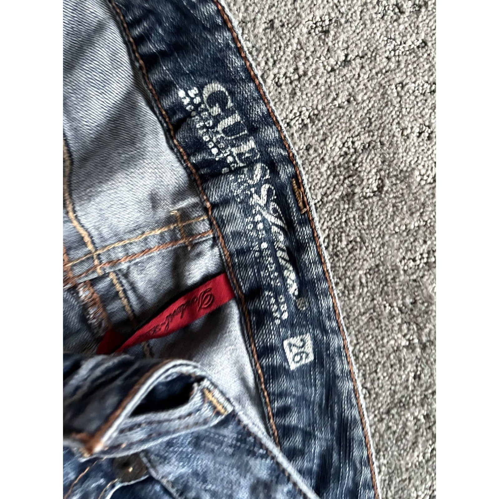 Guess Women’s Guess Jeans Size 26 Daredevil Skinny Leg Black Distressed Denim Jeans Size 26" / US 2 / IT 38 - 6 Thumbnail