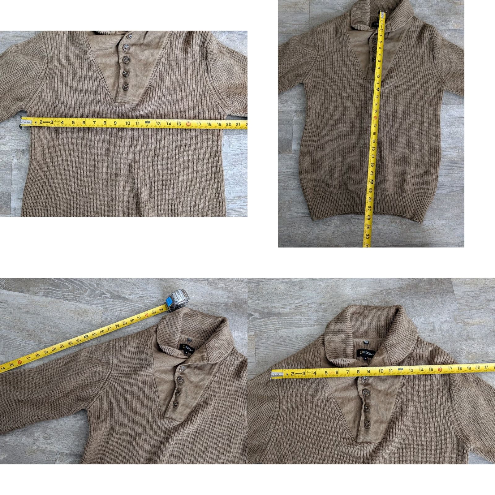Vintage VINTAGE National Geographic Sweater Men Pullover Knit Wool Army Green Elbow Patch 1/4 Button Cowl Neck M Size US M / EU 48-50 / 2 - 8 Thumbnail