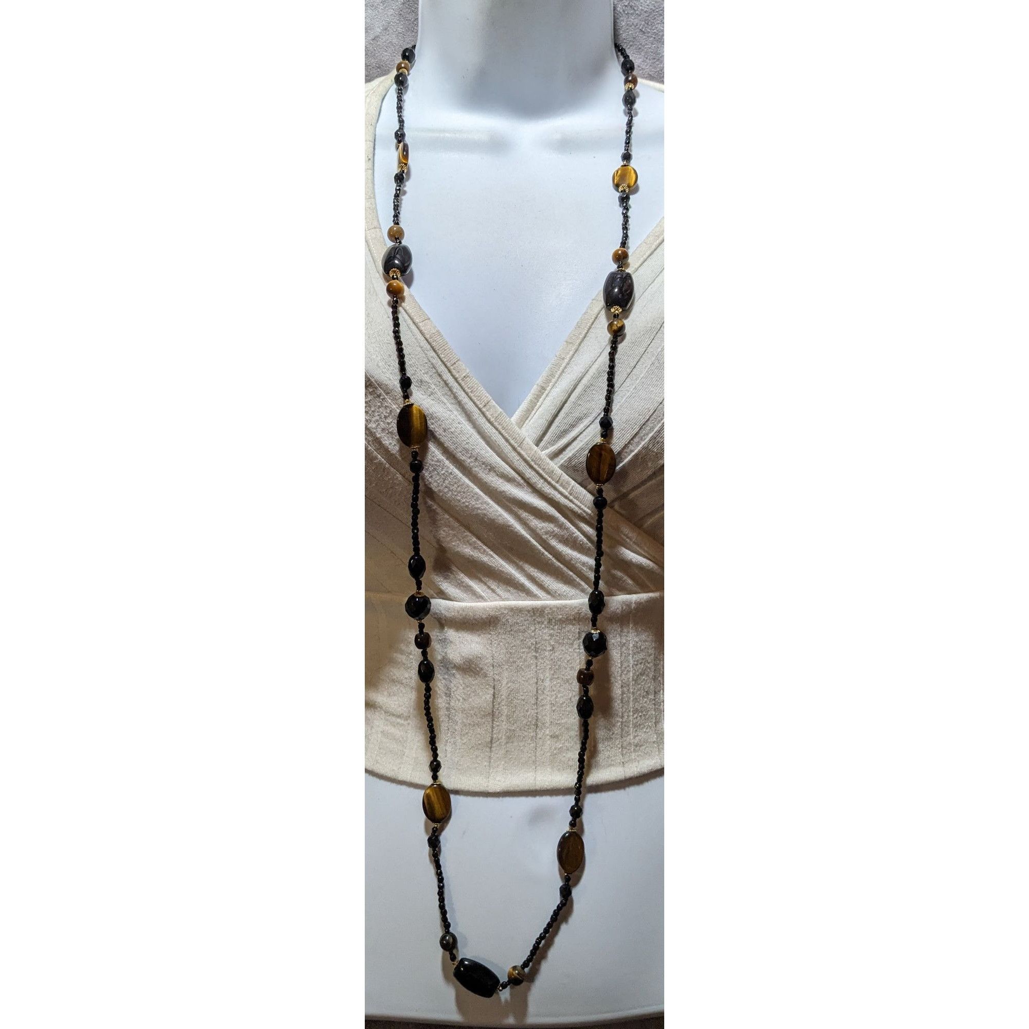Other Vintage Elegant Tigereye Glass Beaded Necklace Size ONE SIZE - 6 Thumbnail