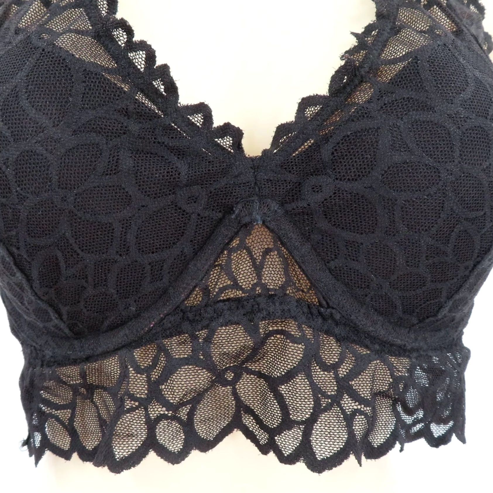 Victoria's Secret PINK Victoria's Secret Small D-DD Black Flower Lace Halter Bralette Underwire Bralette Women N/A Size ONE SIZE - 4 Thumbnail