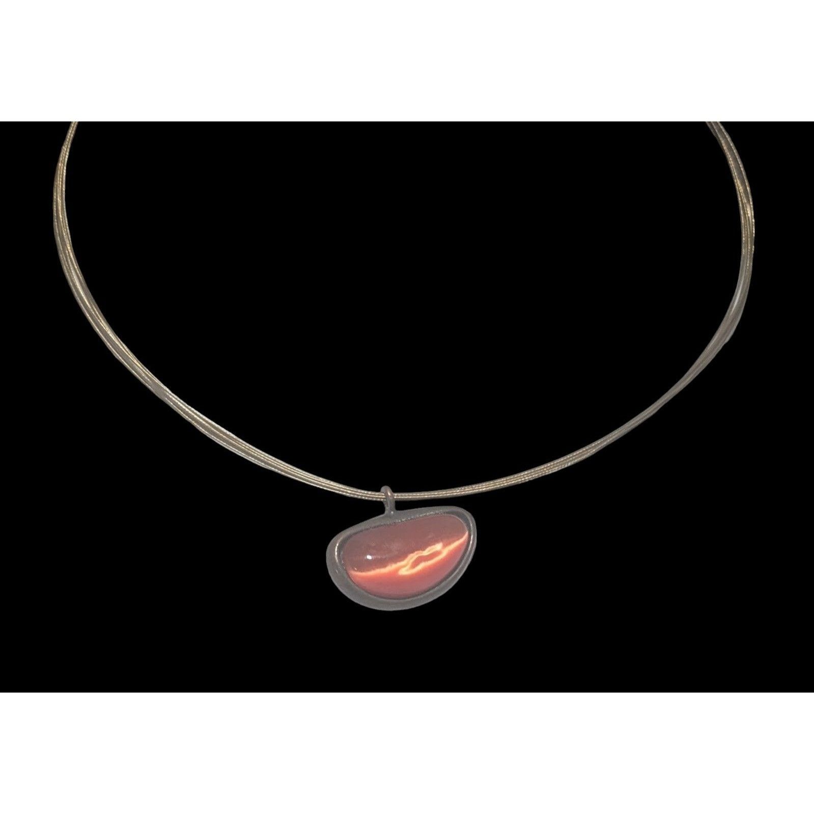 Other Orange Glass Abstract Cateye Pendant Necklace Size ONE SIZE - 3 Thumbnail