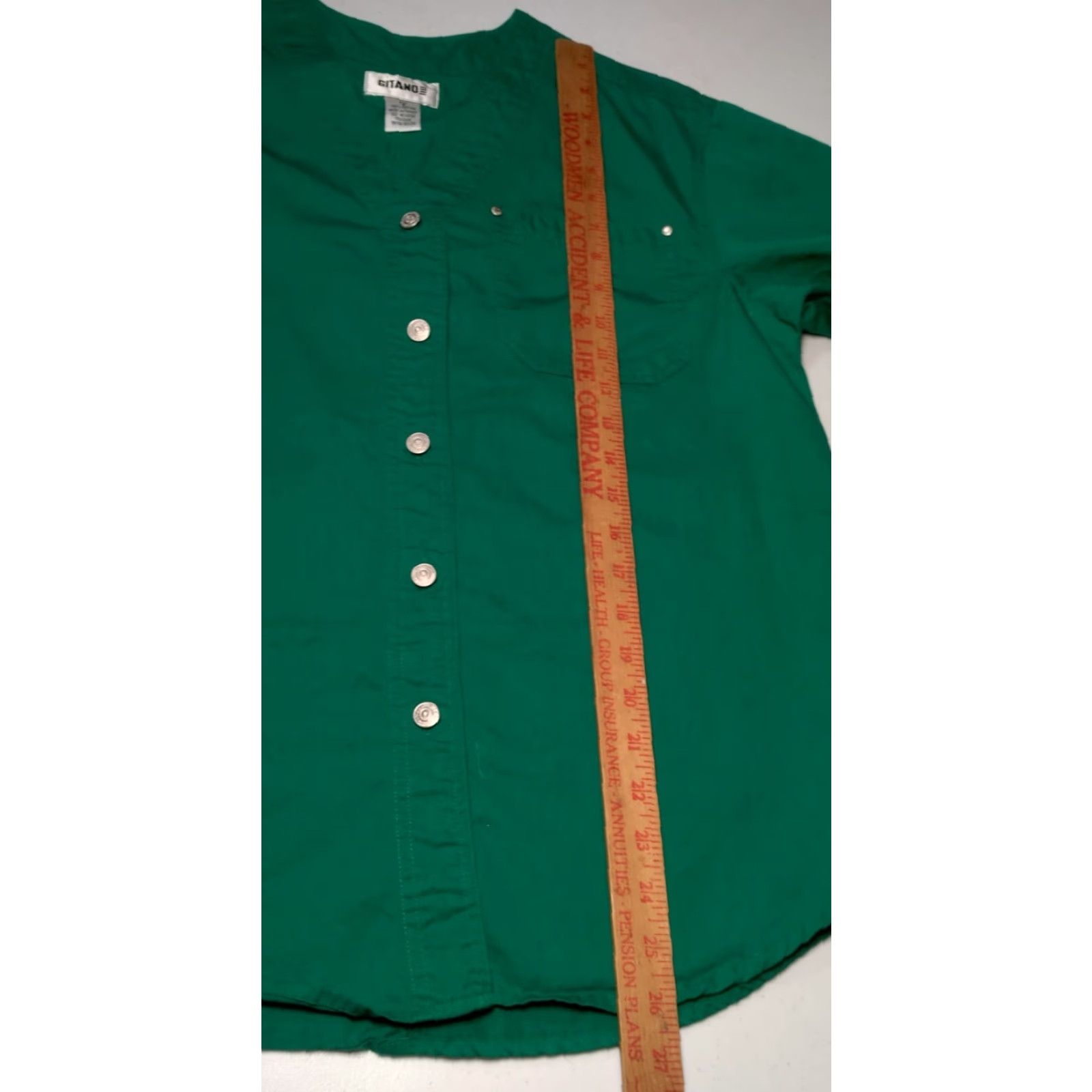 Vintage VINTAGE Gitano Shirt Female Small Green Twill Button-Up V-Neck 90s Classic Womens Size S / US 4 / IT 40 - 3 Thumbnail
