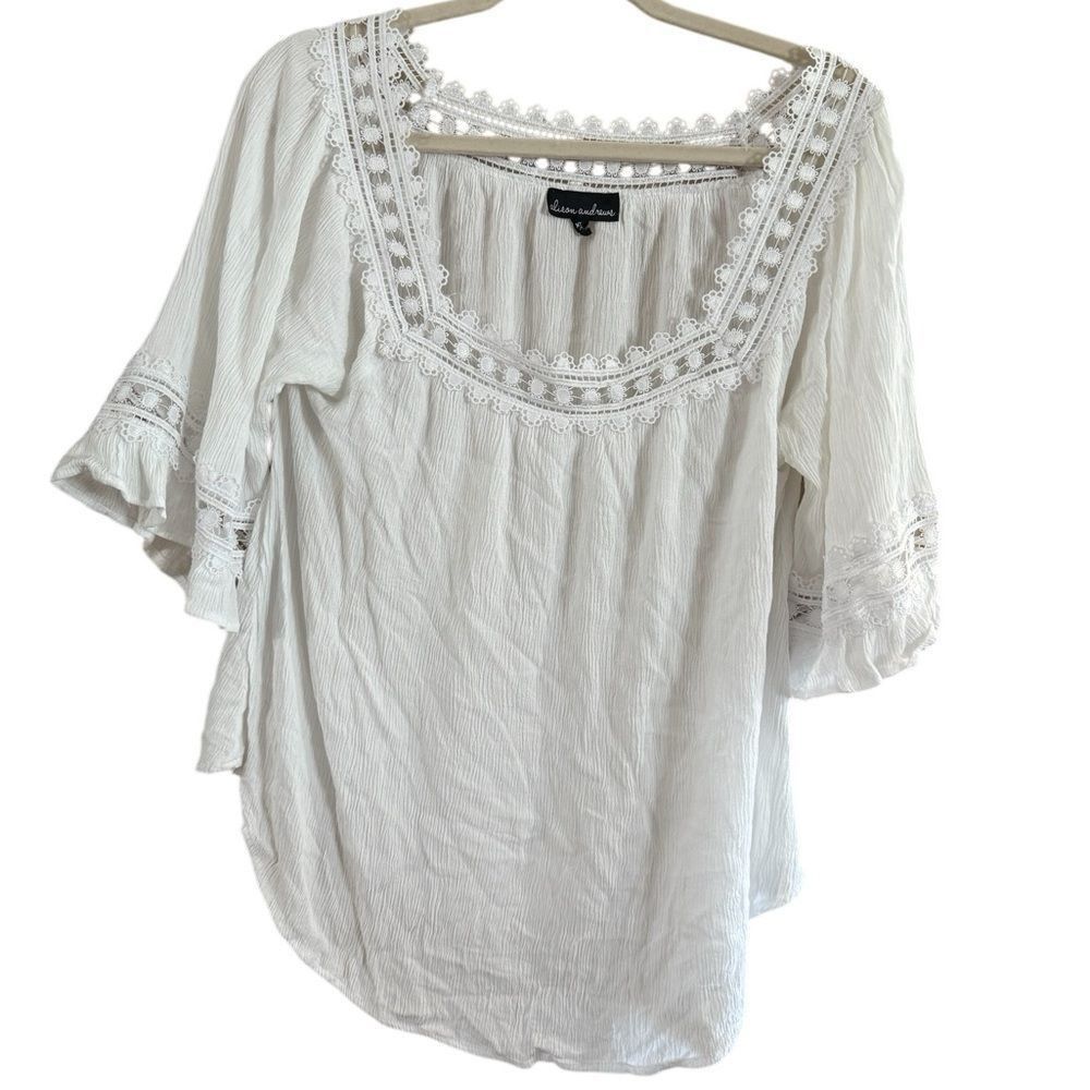 Other Cream Relaxed Blouse with Flutter Sleeves Size XL / US 12-14 / IT 48-50 - 8 Thumbnail