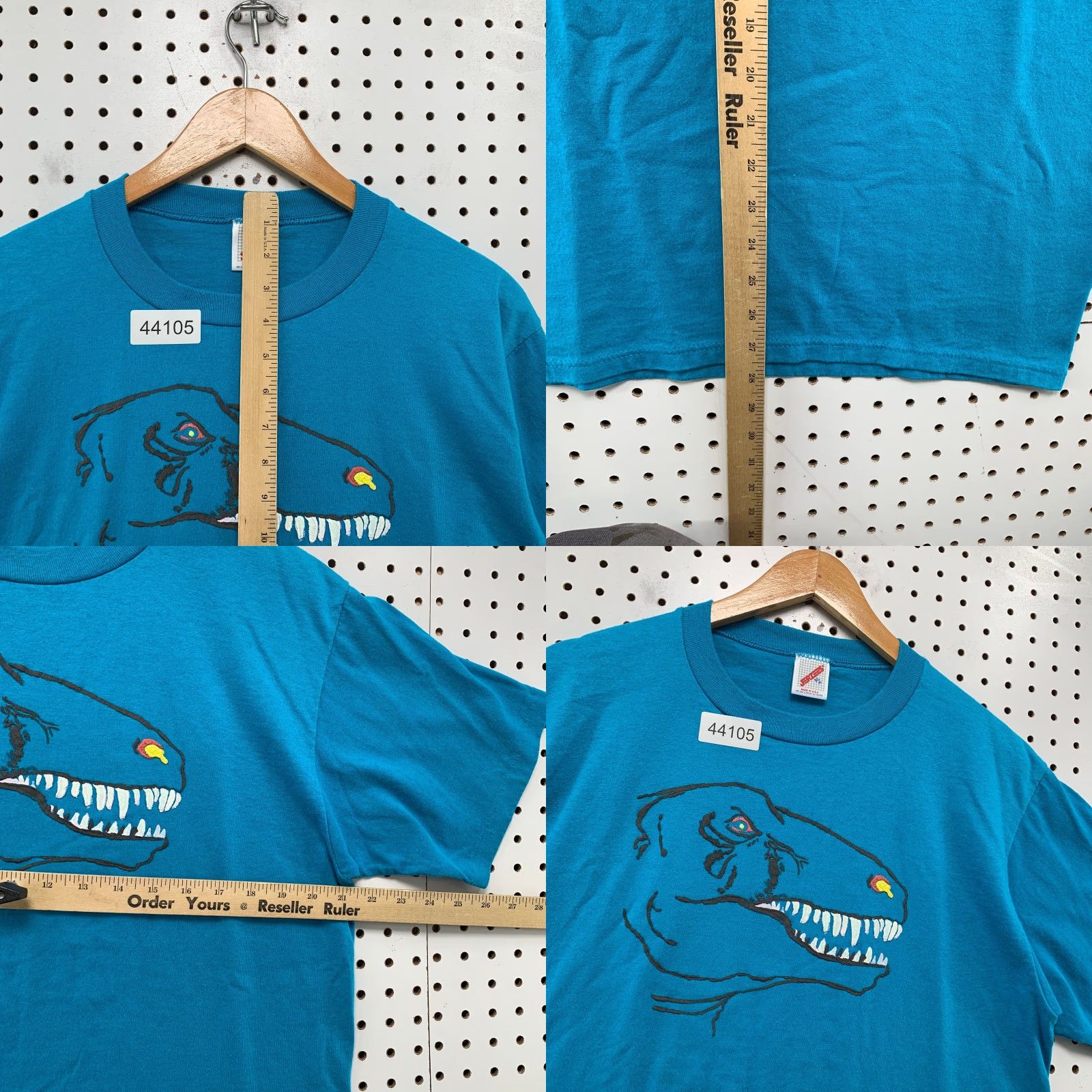 Jerzees VINTAGE 90s Dinosaur Contemporary Museum Art Shirt Men XL Blue Mens Size US XL / EU 56 / 4 - 8 Thumbnail