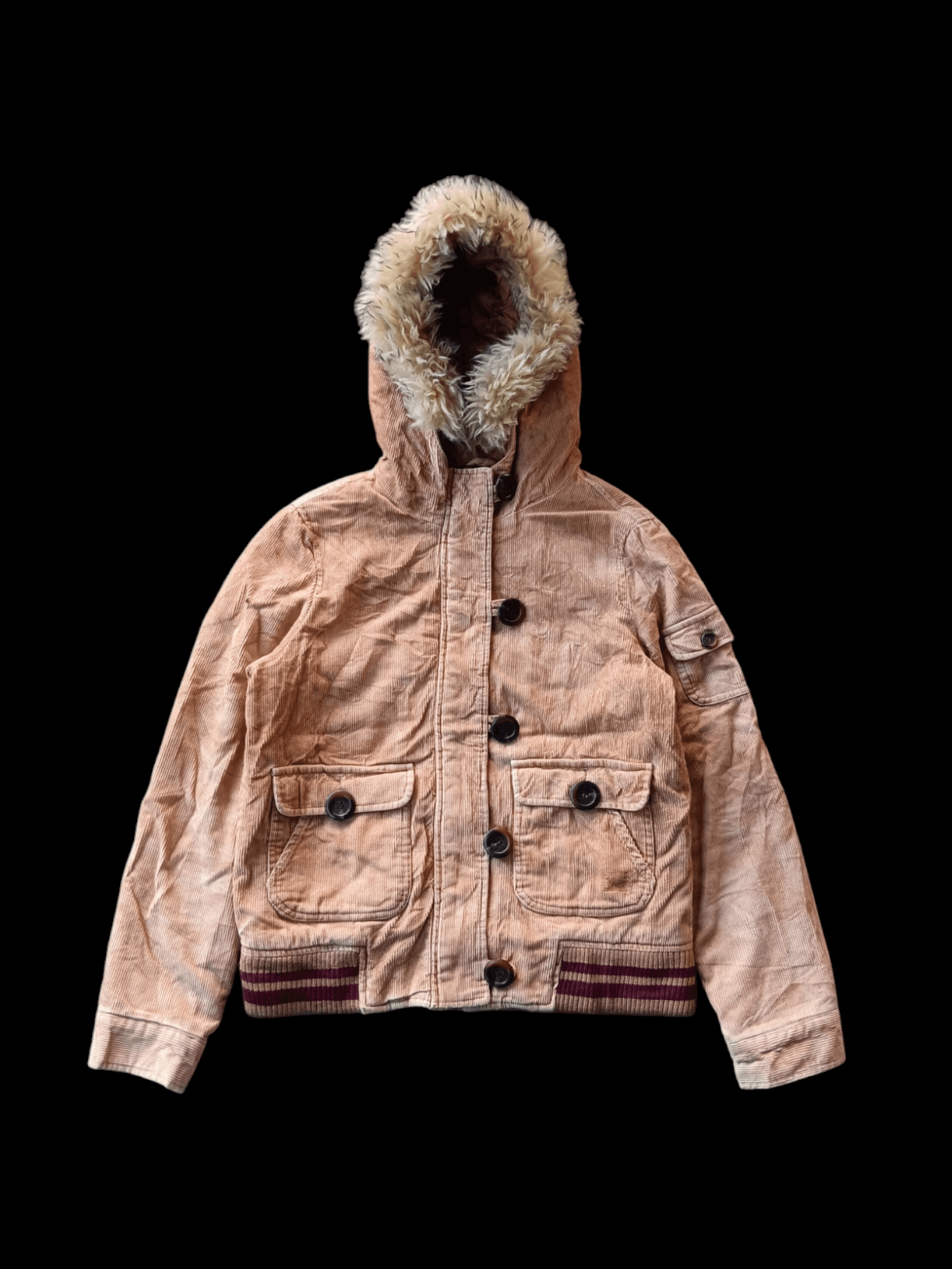 Maru Fur hoodie corduroy jacket