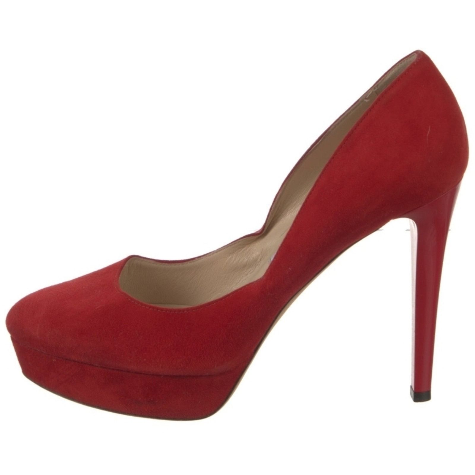 Jimmy Choo Jimmy Choo Red Suede Platform Shoes Size US 8.5 / IT 38.5 - 1 Thumbnail