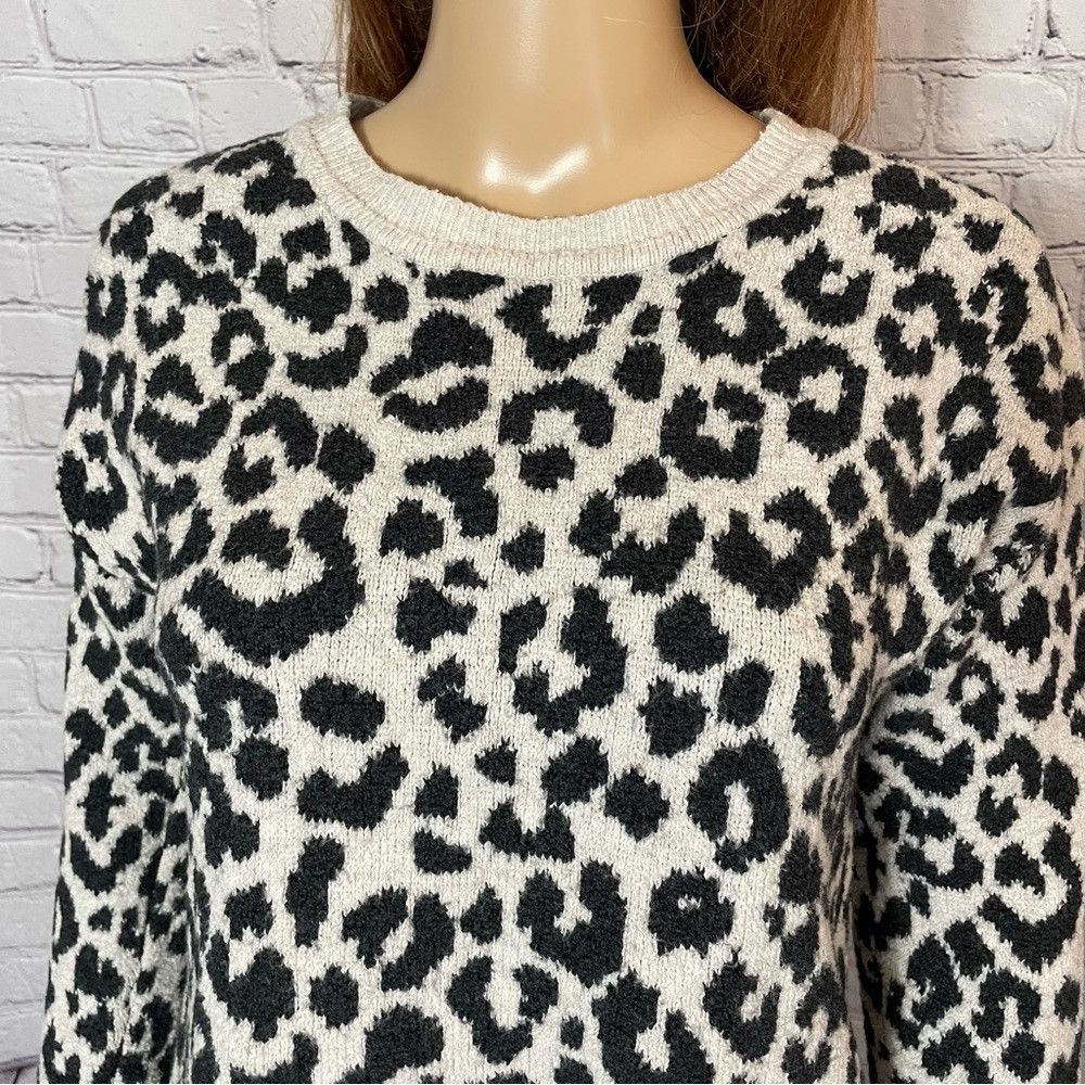 Other Yes Lola Leopard Print Cotton Blend Long Sleeve Cropped Swe Size XS / US 0-2 / IT 36-38 - 9 Thumbnail