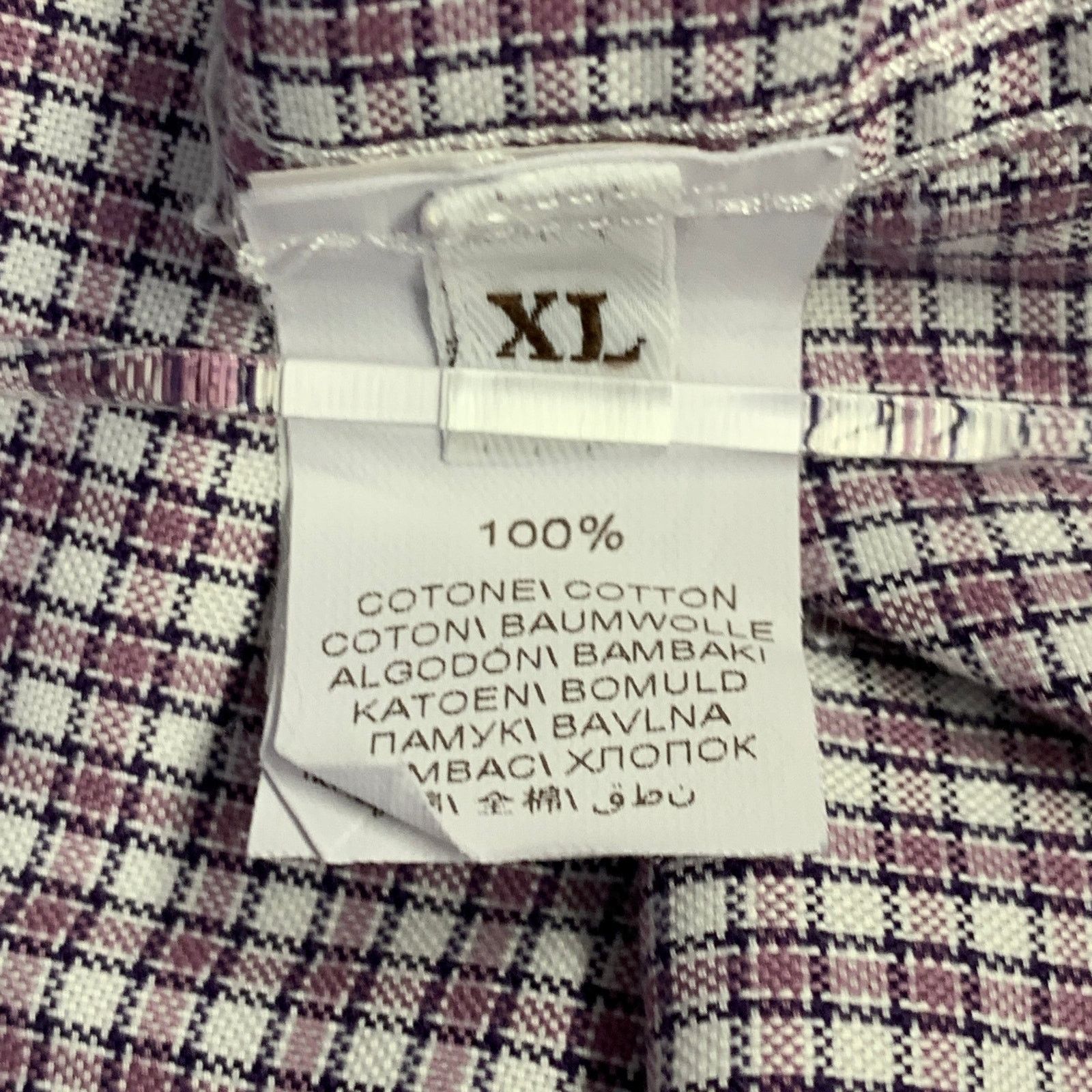 Brunello Cucinelli XL Purple White Checkered Cotton Slim Fit Long Sleeve Shirt Size US XL / EU 56 / 4 - 7 Thumbnail