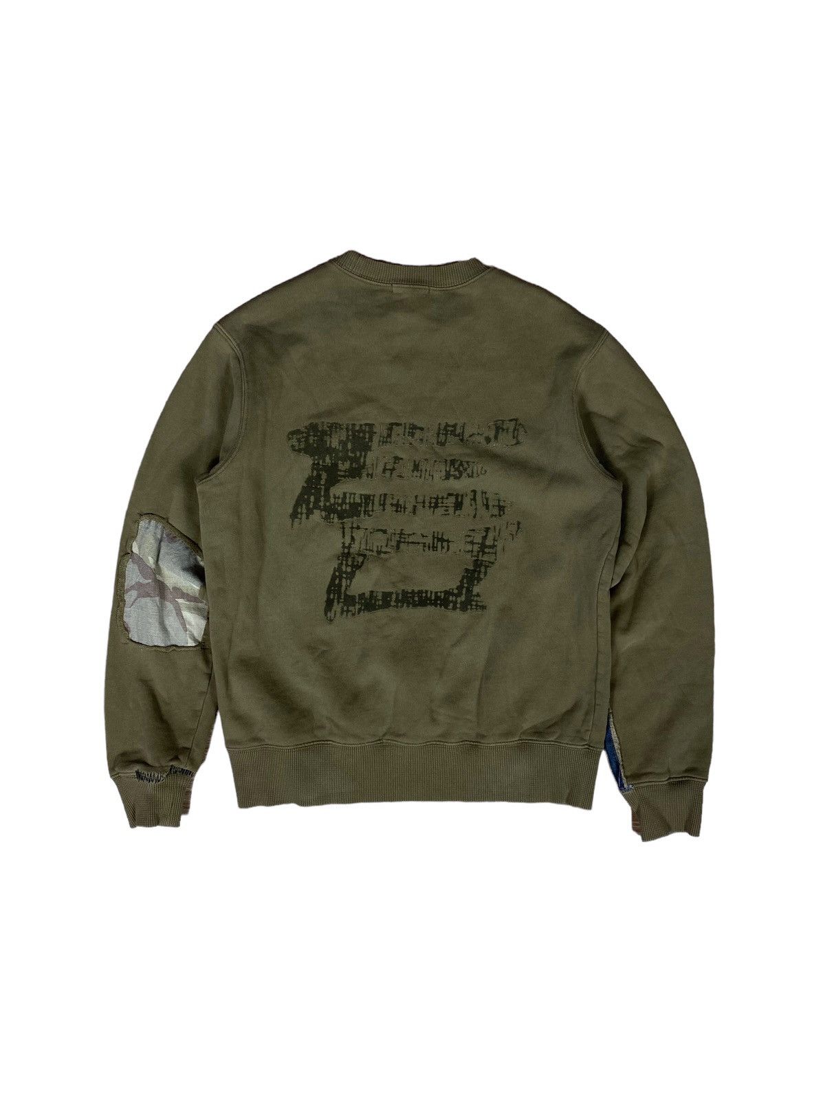 image of Avant Garde Distressed Crewneck in Khaki, Men's (Size Medium)