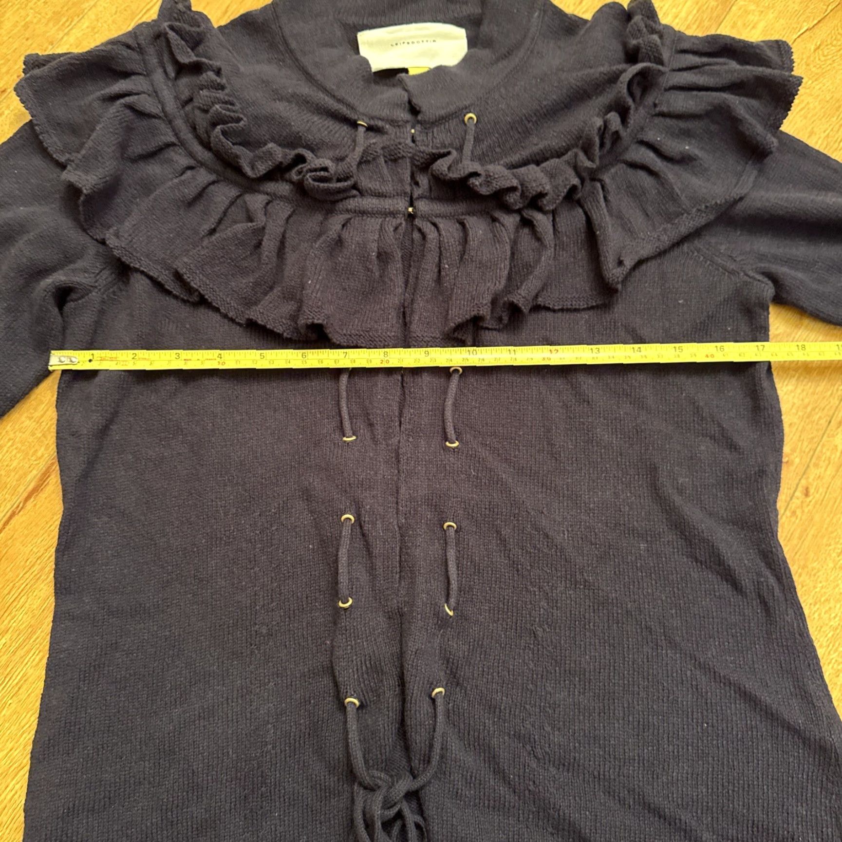 Anthropologie **Leofdottir Blue L Size Long Sleeve Ruffle Cardigan Sweater** User: Leofdottir Blue L Size Long Sleeve Ruffle Cardigan Sweater Size L / US 10 / IT 46 - 5 Thumbnail