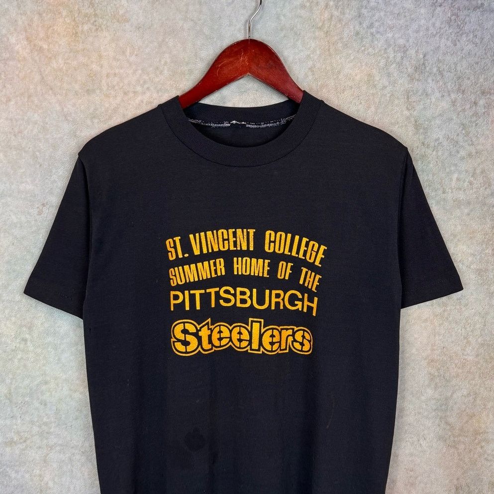 Vintage VTG 80s Pittsburgh Steelers NFL T Shirt Sz M Black Size US M / EU 48-50 / 2 - 3 Thumbnail