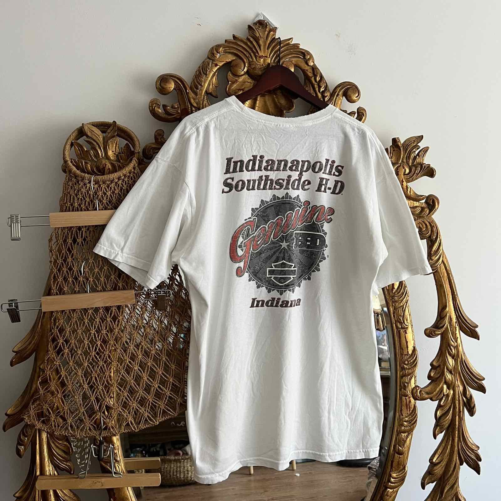Harley Davidson × Vintage Vintage Harley Davidson Indiana T-shirt 90s Sz XL Size US XL / EU 56 / 4 - 2 Thumbnail