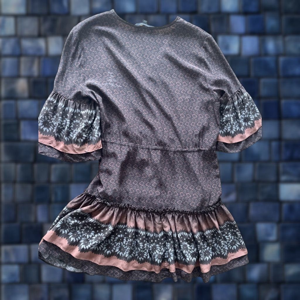 Allsaints AllSaints Silk Dress Flutter Sleeve Geometric Bohemian A-Line Knee Length M Multicolor Women Size M / US 6-8 / IT 42-44 - 1 Thumbnail