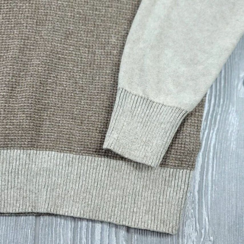 Vintage Buckle Mens M Beige Mock Neck 1/4 Zip Sweater Knit Long Sleeve Henley 1/4 Button Casual Workwear Size US M / EU 48-50 / 2 - 5 Thumbnail