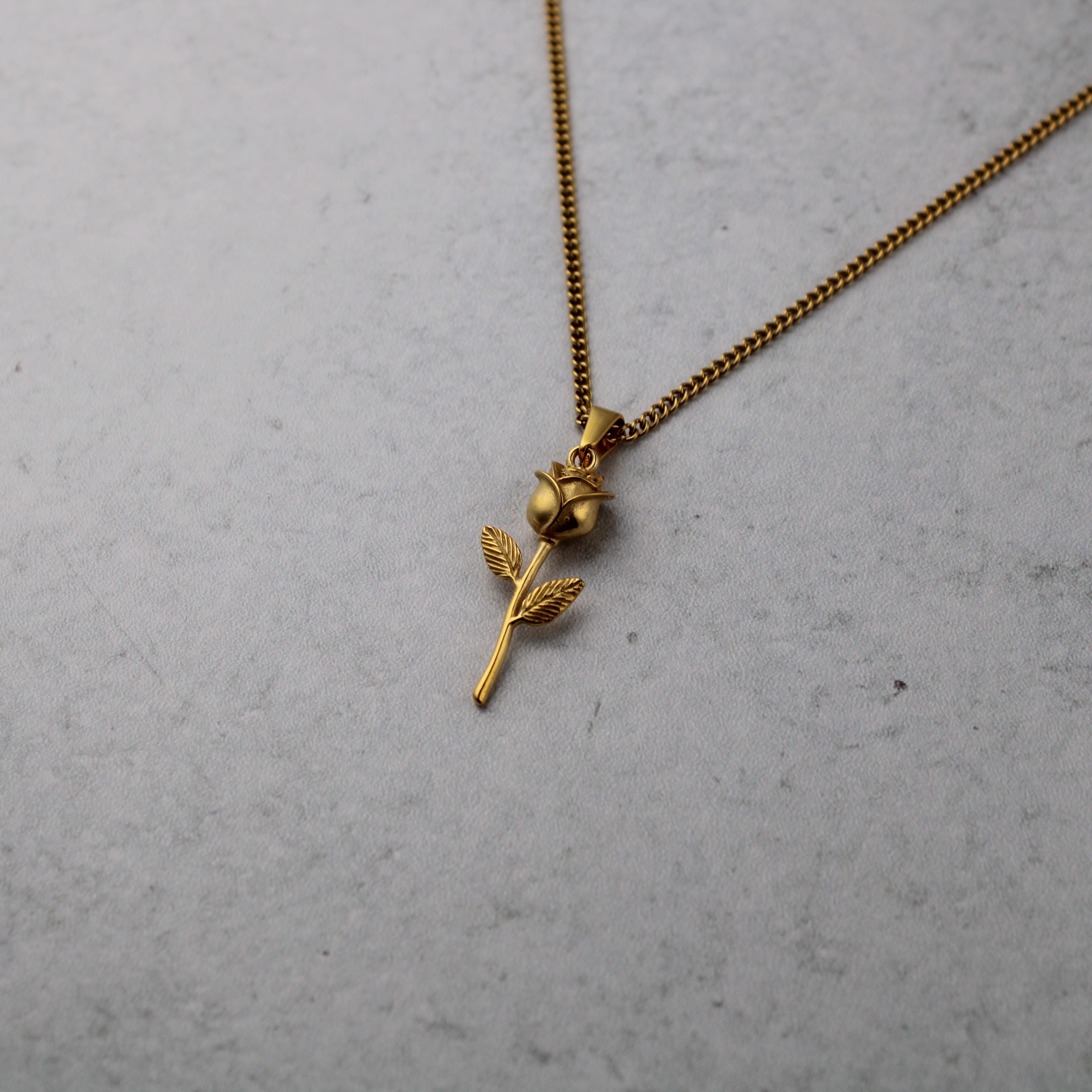 Jewelry Gold Rose Pendant Chain Necklace Size ONE SIZE - 5 Thumbnail