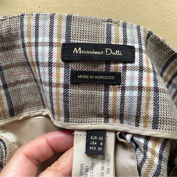 Massimo Dutti Massimo Dutti Plaid Linen Blend Bermuda Paperbag Shorts - 8 Size 30" / US 8 / IT 44 - 6 Thumbnail