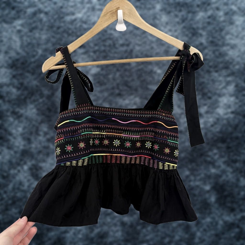 Vintage Saloni Top Women 6 Embroidered Boho Festival Resort Suspender? Size M / US 6-8 / IT 42-44 - 1 Thumbnail