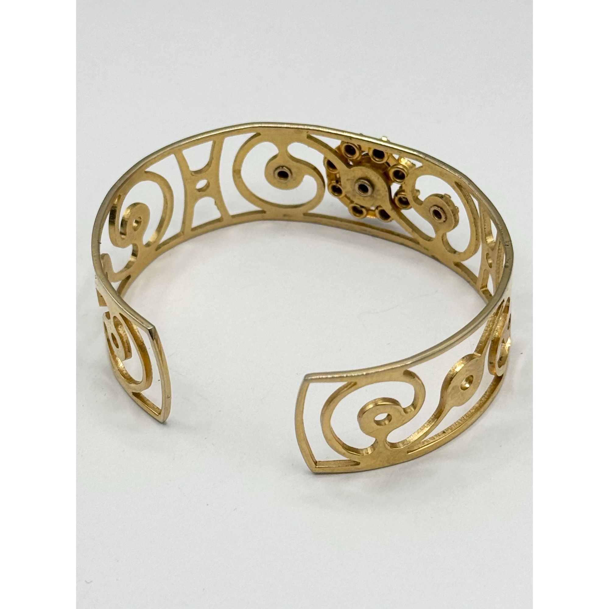 Vintage Vintage blue rhinestone flower cuff bracelet Size ONE SIZE - 3 Thumbnail
