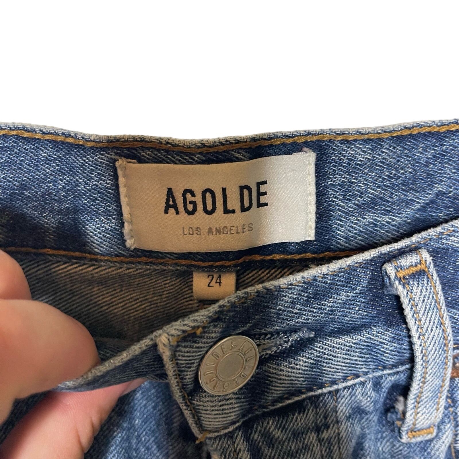 Agolde AGOLDE Parker Distressed Denim Cutoff Shorts Womens Blue 24 Size 24" / US 00 / IT 34 - 4 Thumbnail