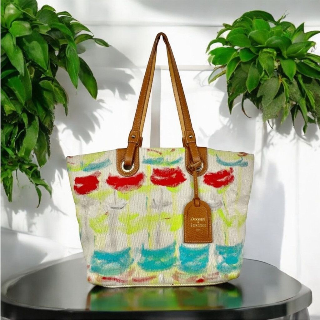 Dooney & Bourke Dooney & Bourke Canvas Leather Graffiti Multi Print Tote Bag Size ONE SIZE - 1 Thumbnail