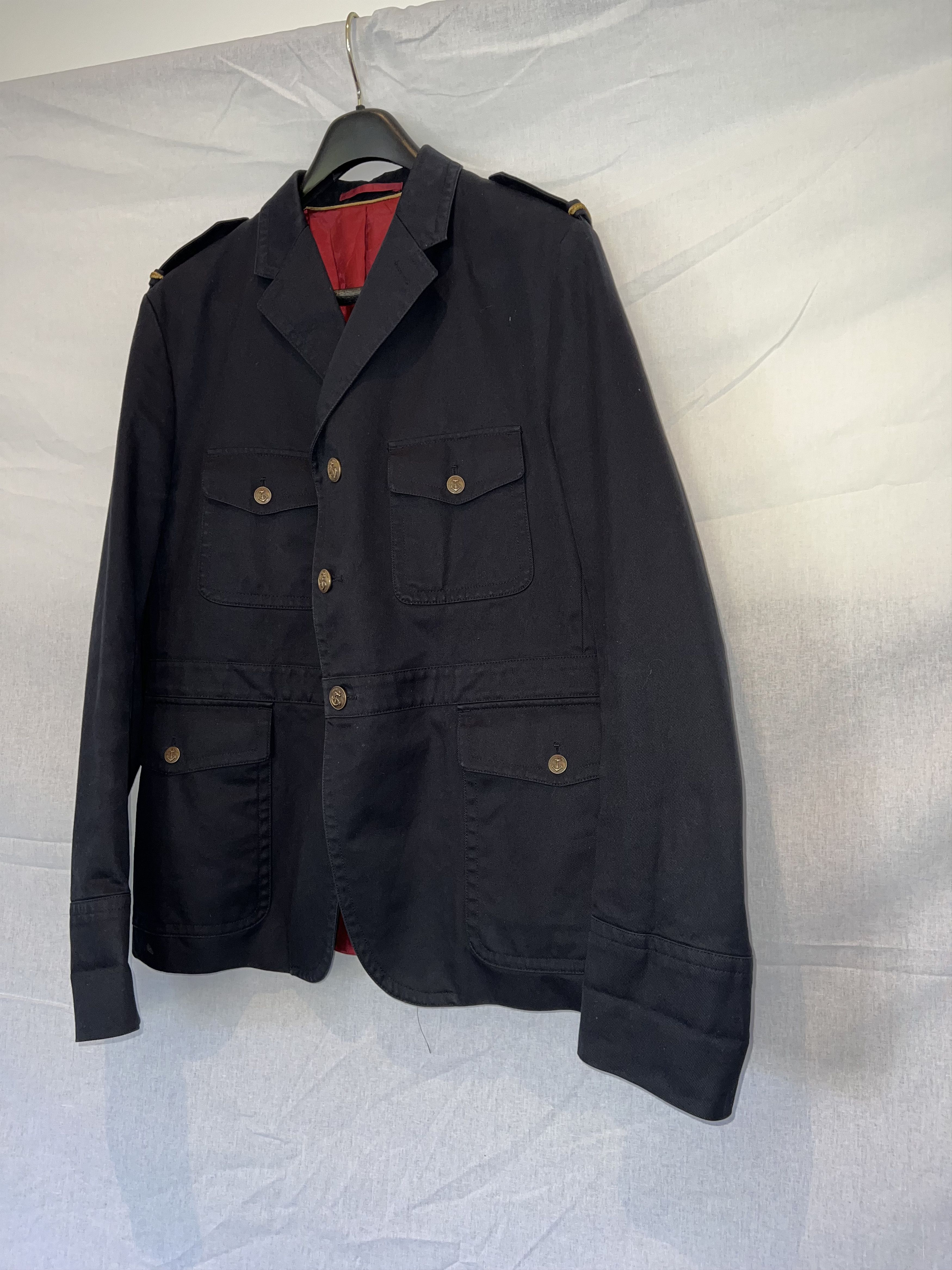 Gucci Gucci Navy Field Jacket with Epaulettes & Red Satin Size 50R Size 50R - 4 Thumbnail