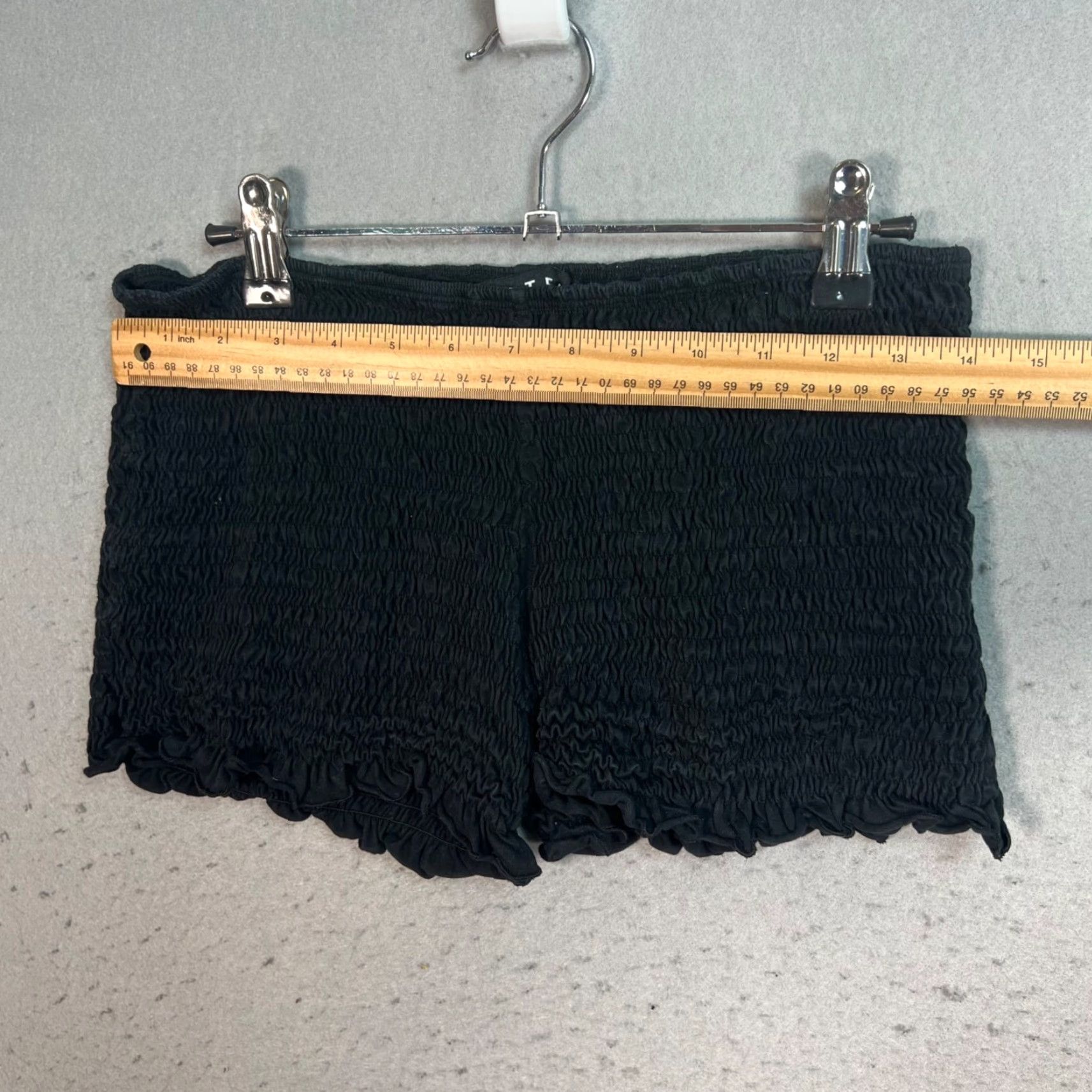 Vintage Motel Black Smocked Shorts Womens Large Cotton Blend Shirt? Wait Size 28" / US 6 / IT 42 - 6 Thumbnail